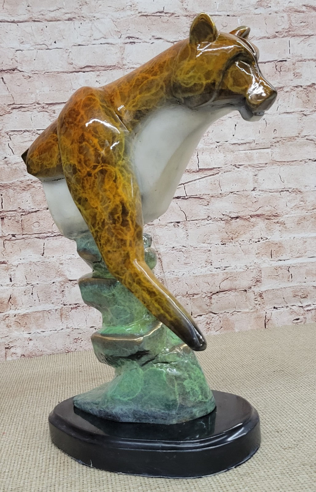 Hand Crafted Numbered LTD EDITION Cougar Mountain Lion Jaguar Bust Bronze Sculpt