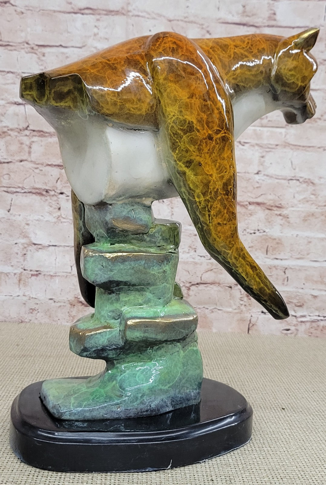 Hand Crafted Numbered LTD EDITION Cougar Mountain Lion Jaguar Bust Bronze Sculpt