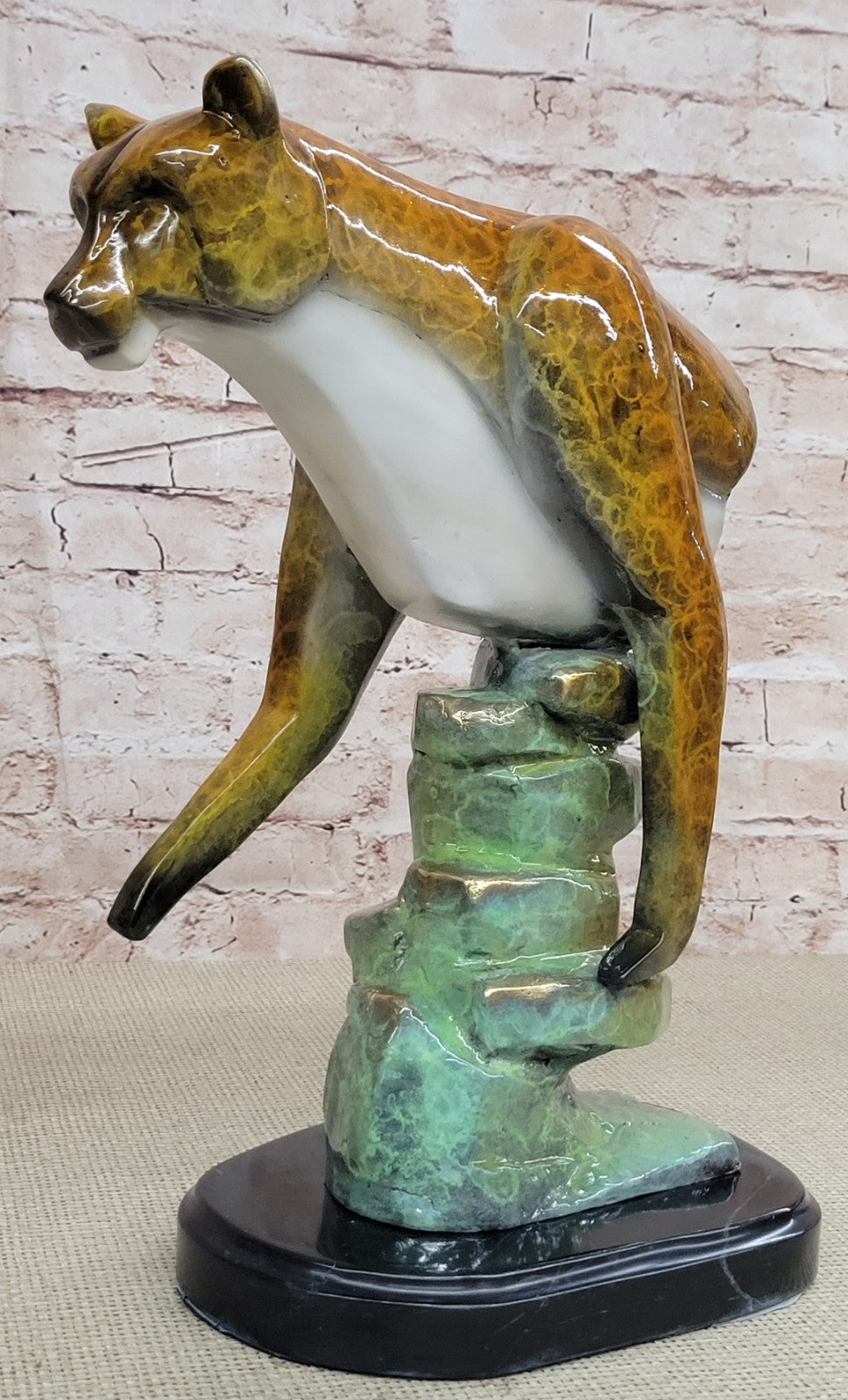 Hand Crafted Numbered LTD EDITION Cougar Mountain Lion Jaguar Bust Bronze Sculpt
