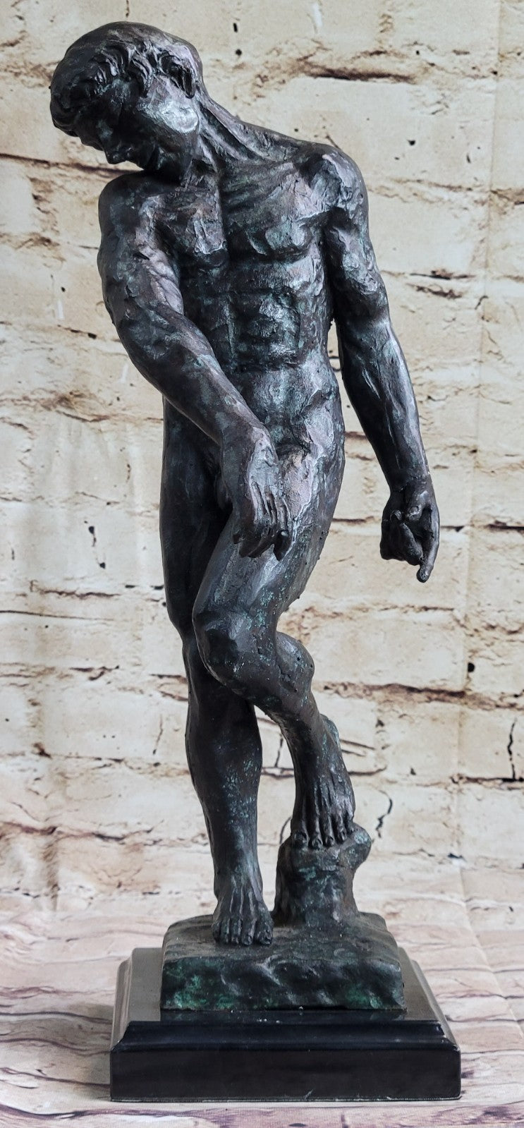 A Cast Bronze Sculpture, Adam, by Auguste Rodin Special Patina 15" Tall Decor