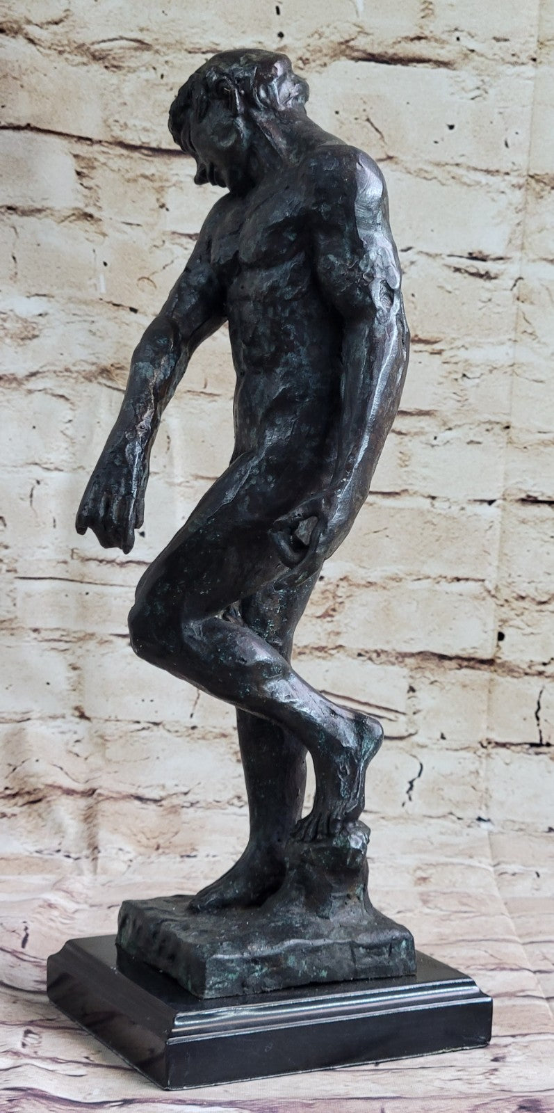 A Cast Bronze Sculpture, Adam, by Auguste Rodin Special Patina 15" Tall Decor