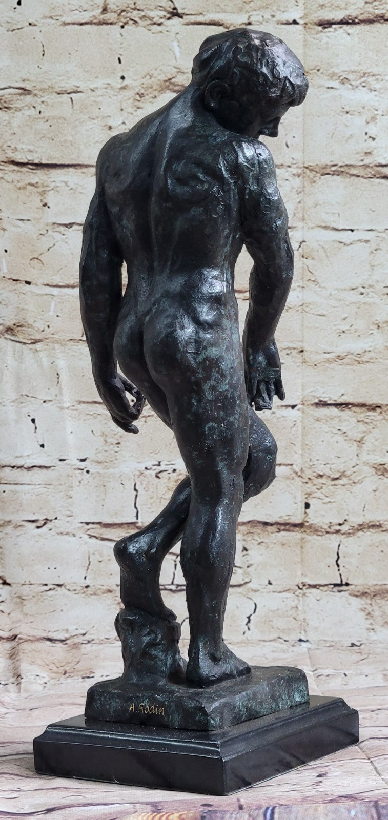 A Cast Bronze Sculpture, Adam, by Auguste Rodin Special Patina 15" Tall Decor