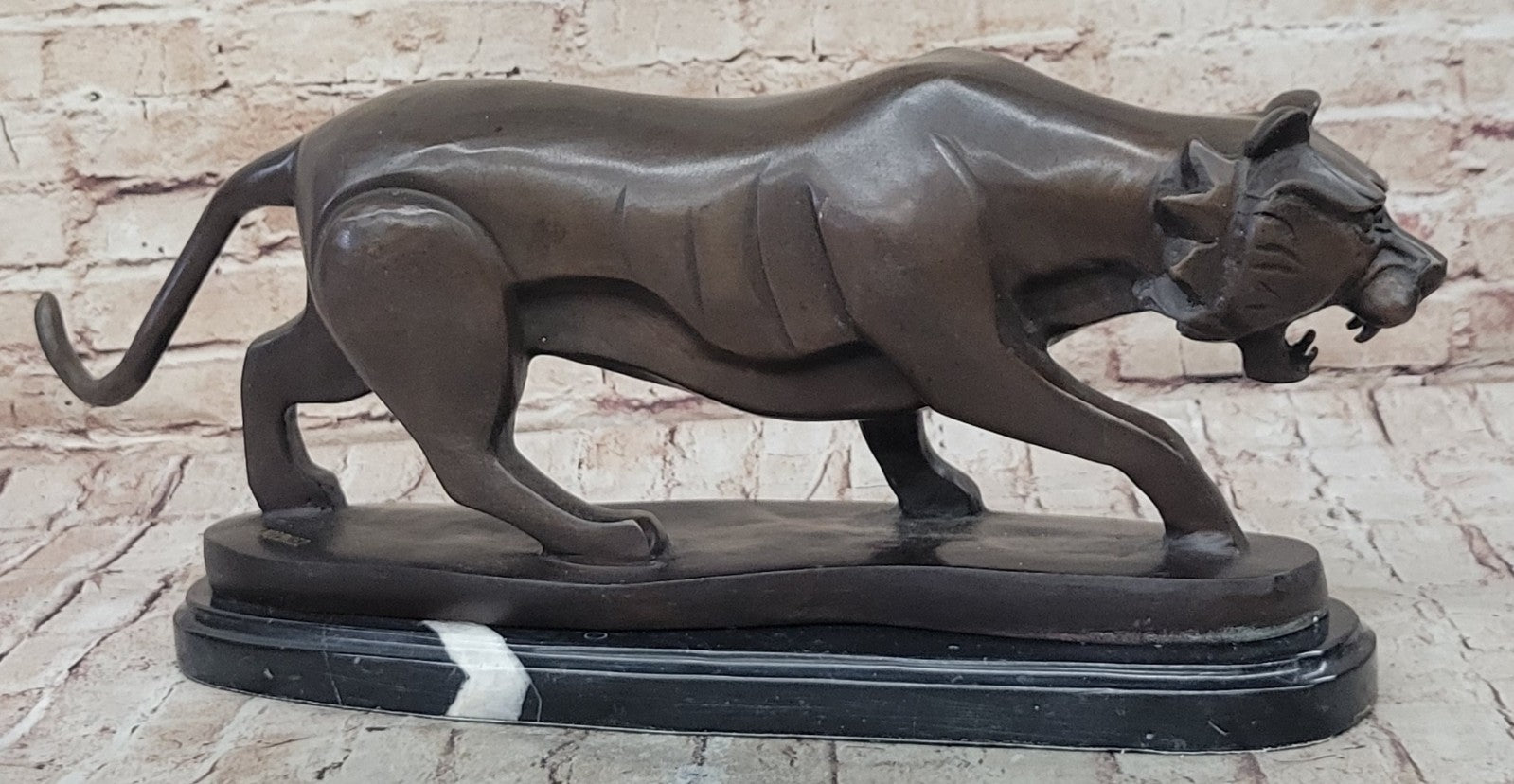 Wildlife Animal Tiger Bronze Sculpture Abstract Modern Henry Moore Tribute Art