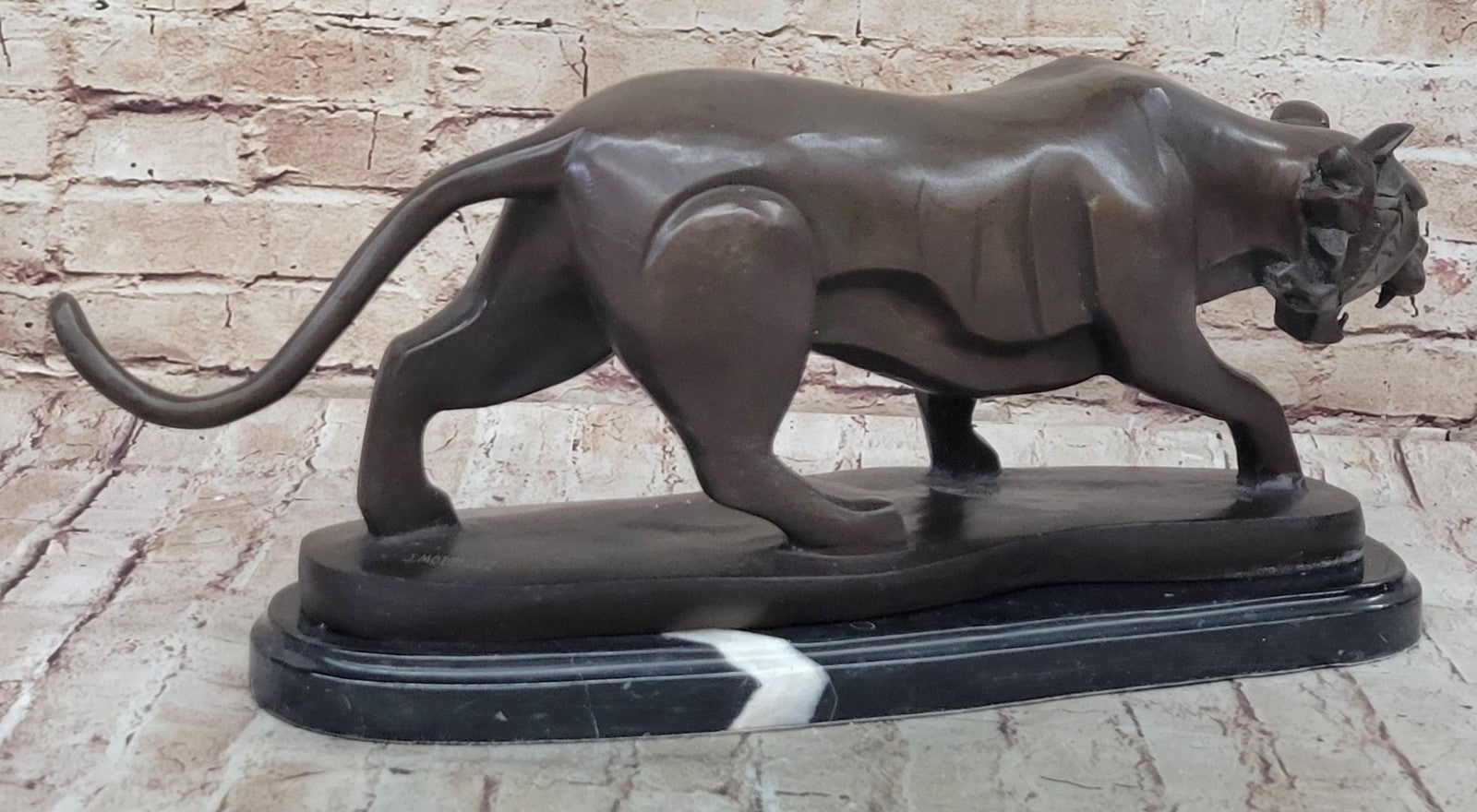 Wildlife Animal Tiger Bronze Sculpture Abstract Modern Henry Moore Tribute Art