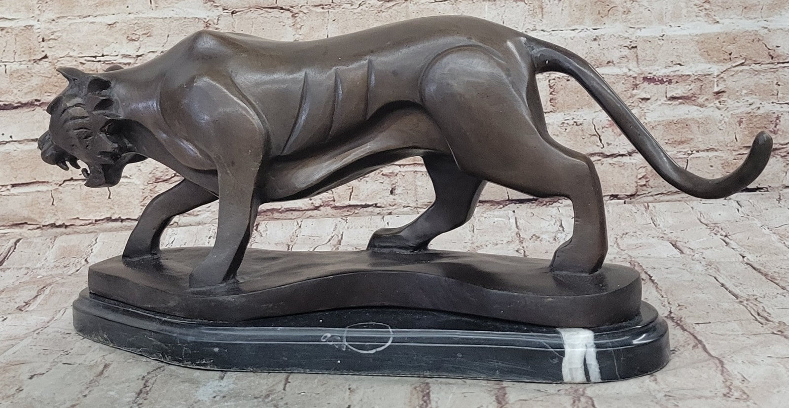 Wildlife Animal Tiger Bronze Sculpture Abstract Modern Henry Moore Tribute Art