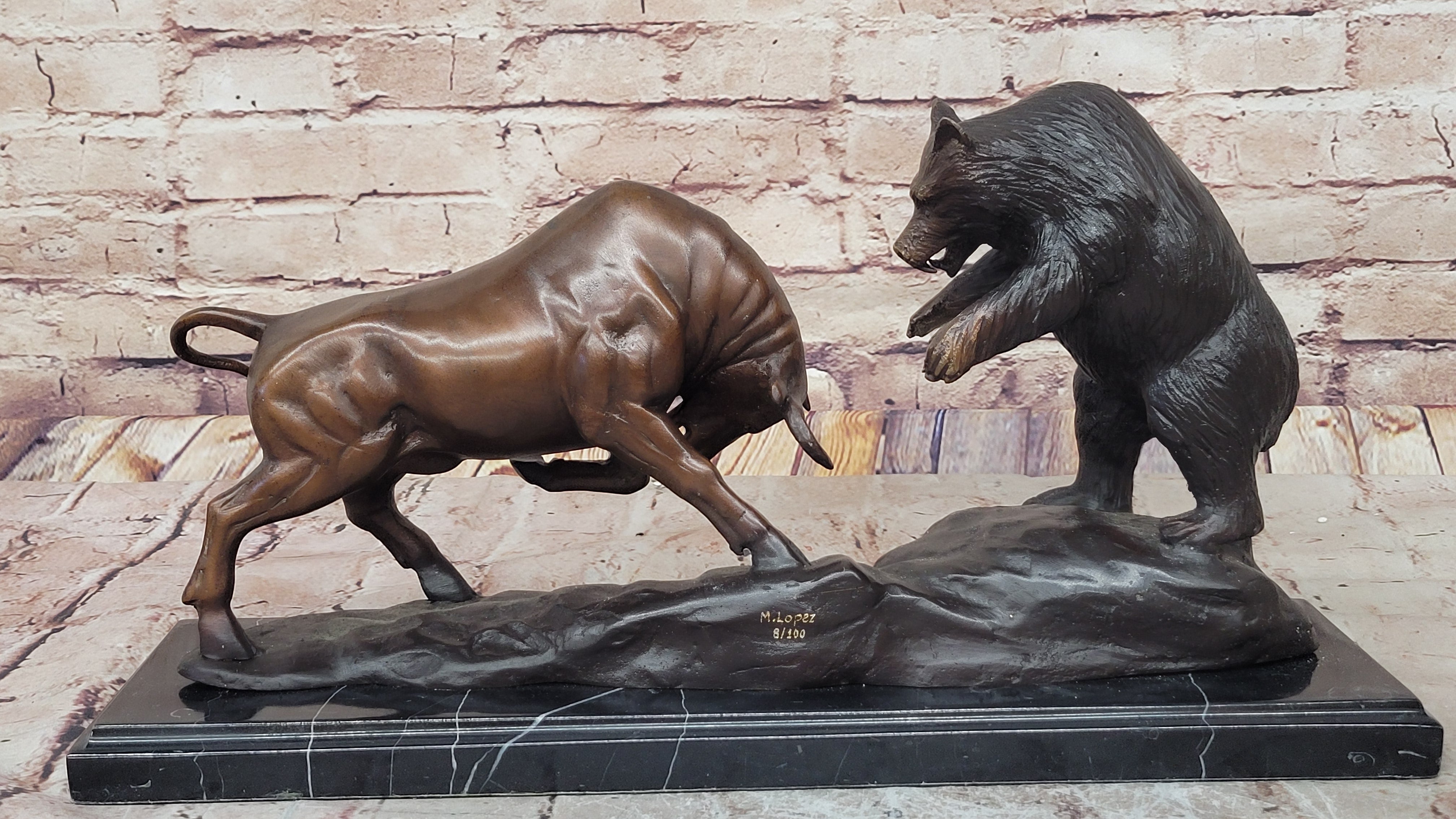 Large SIGNATURE STATUARY Bronze Bull And Bear Statue Sculpture ~ NEW Statue DEAL