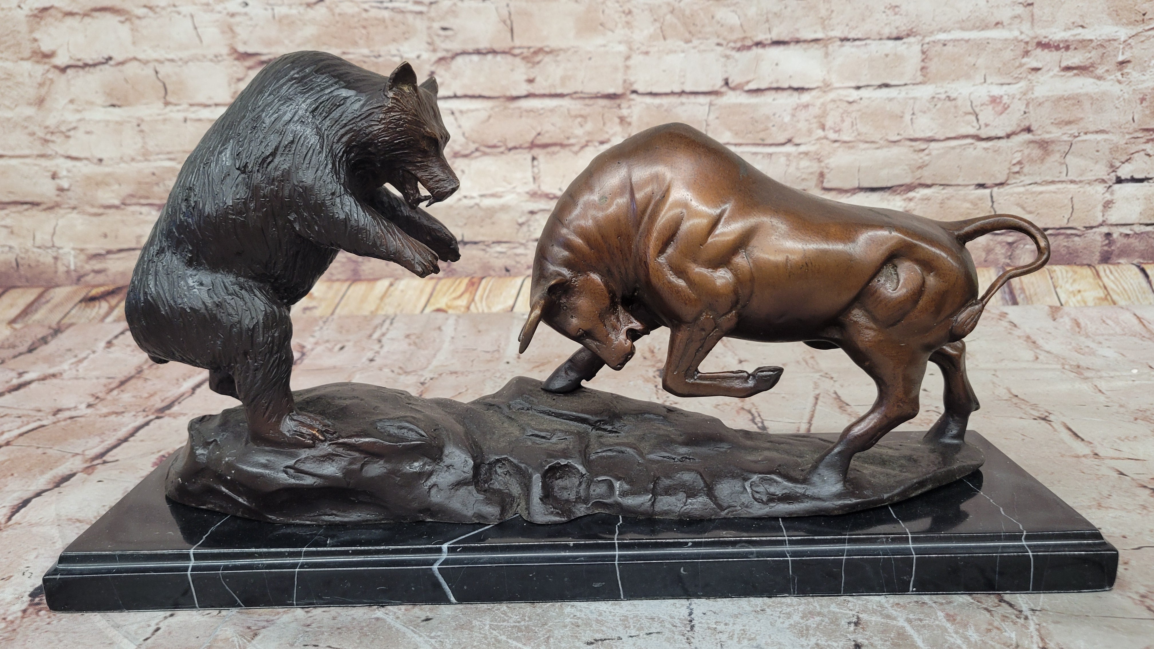 Large SIGNATURE STATUARY Bronze Bull And Bear Statue Sculpture ~ NEW Statue DEAL