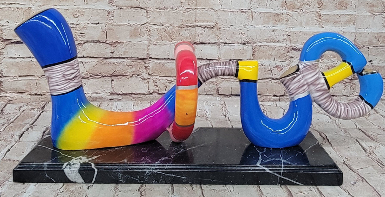 Limited Edition Bronze Love Statue: Colorful Romantic Sculpture Signed and Numbered