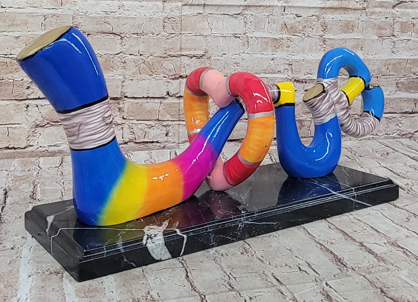 Limited Edition Bronze Love Statue: Colorful Romantic Sculpture Signed and Numbered