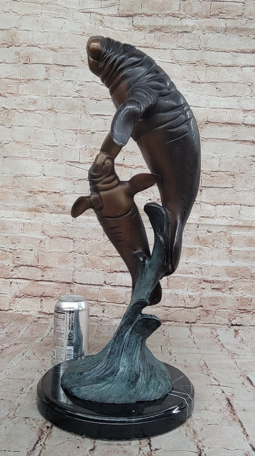 Fine Art Bronze: Limited Edition Marius Manatee & Calf Sculpture Statue