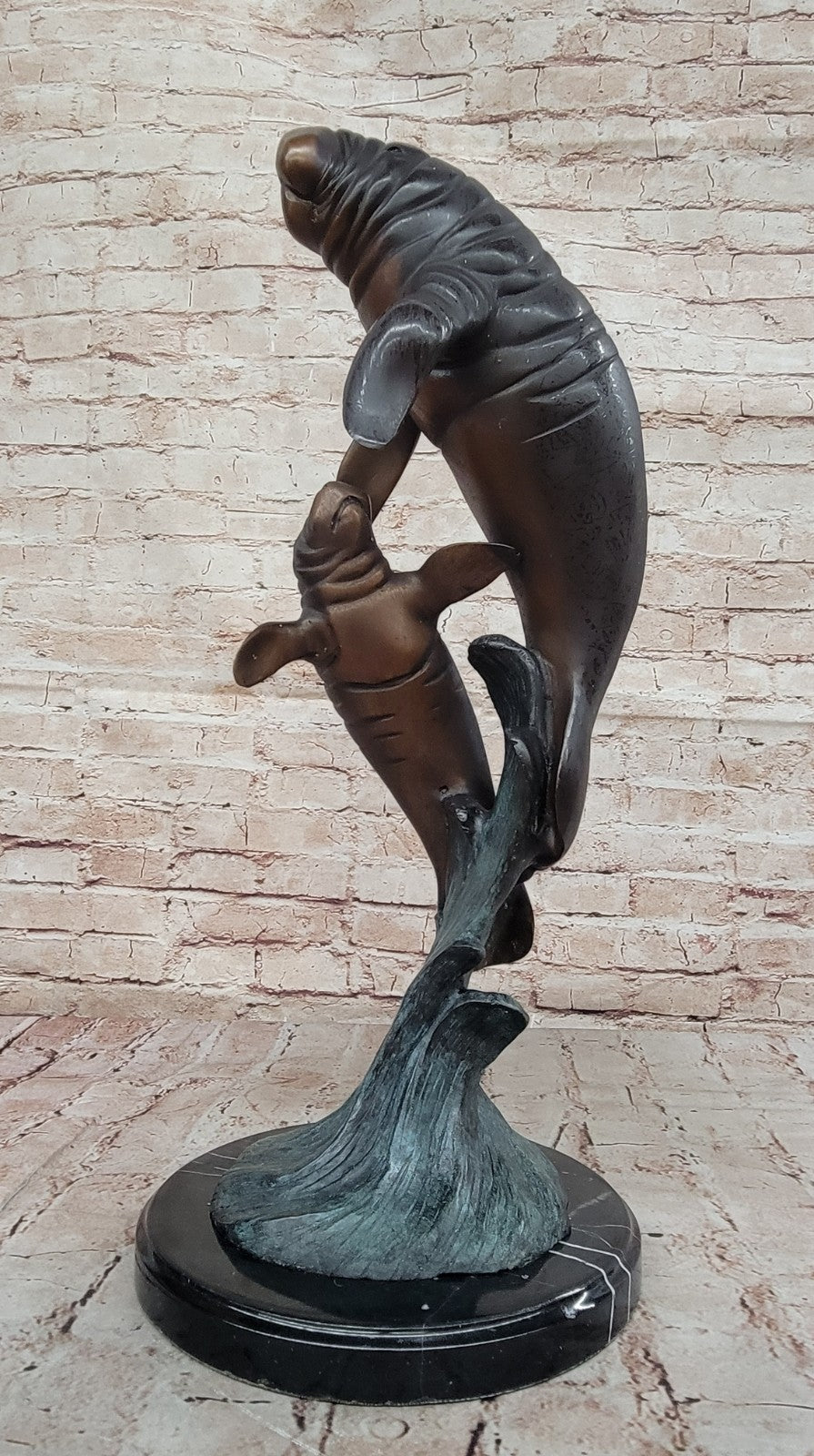 Fine Art Bronze: Limited Edition Marius Manatee & Calf Sculpture Statue