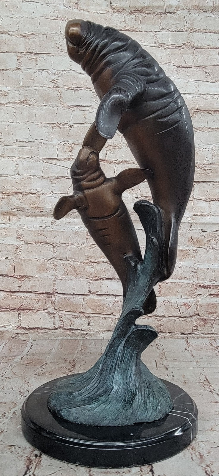 Fine Art Bronze: Limited Edition Marius Manatee & Calf Sculpture Statue