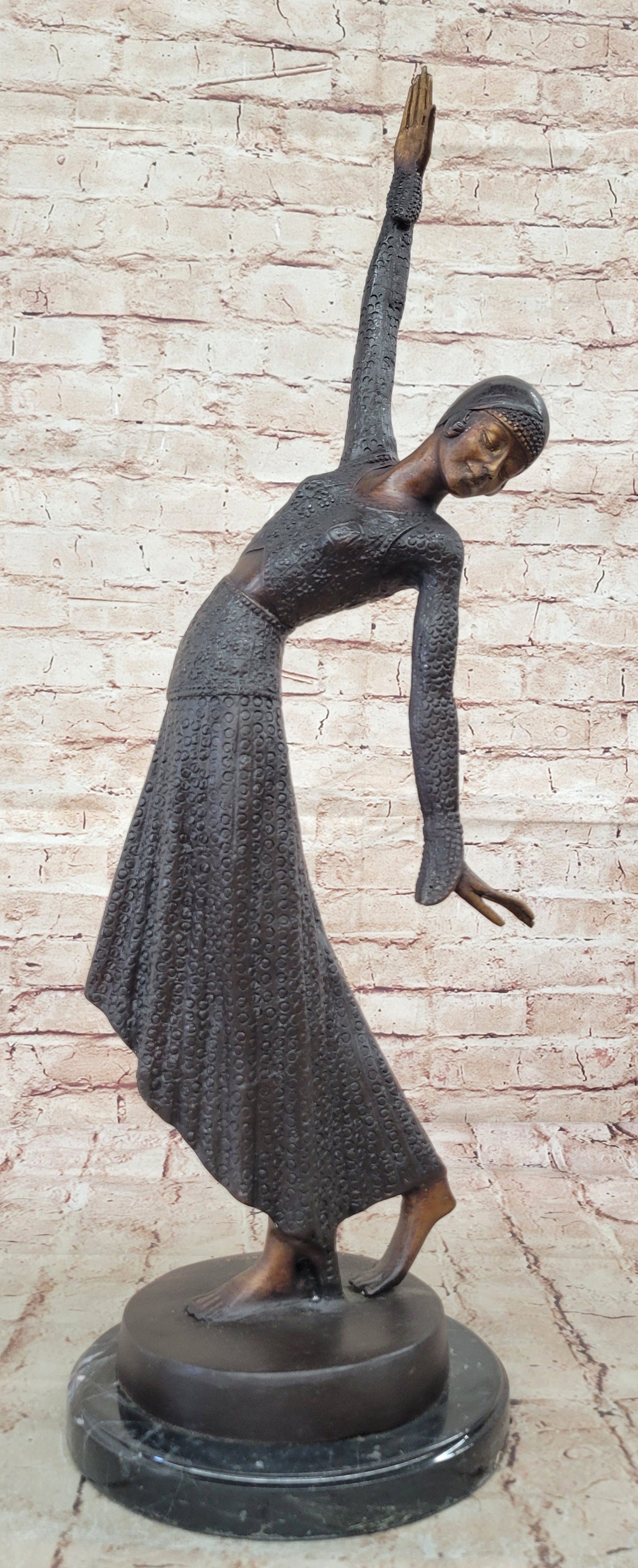 COLLECTIBLE BRONZE SCULPTURE STATUE Art Nouveau 26" TALL CHIPARUS DANCER LOSTWAX