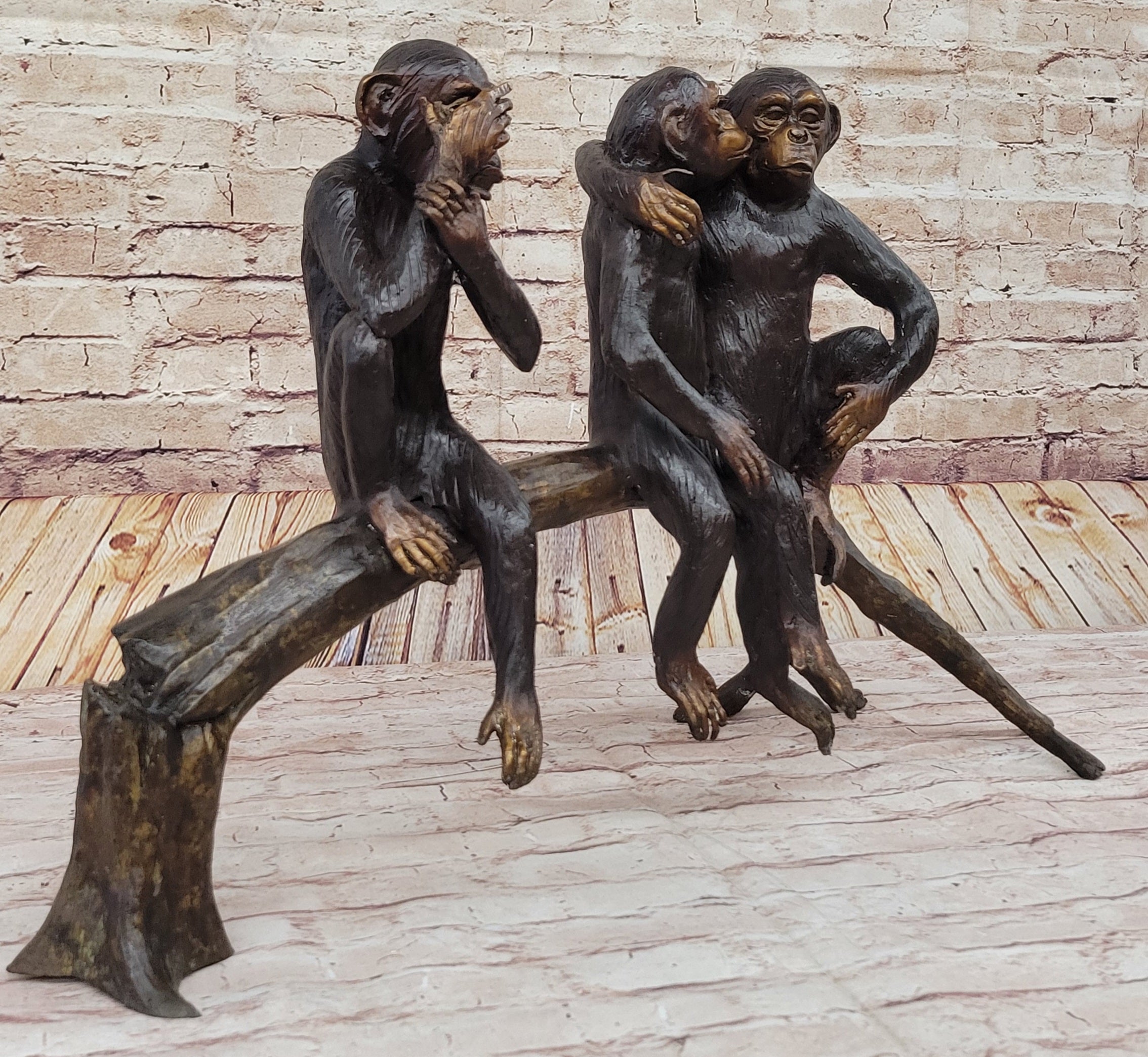 Limited Edition 3 Wise Monkey By Famous Artist Marius Bronze Sculpture Figurine