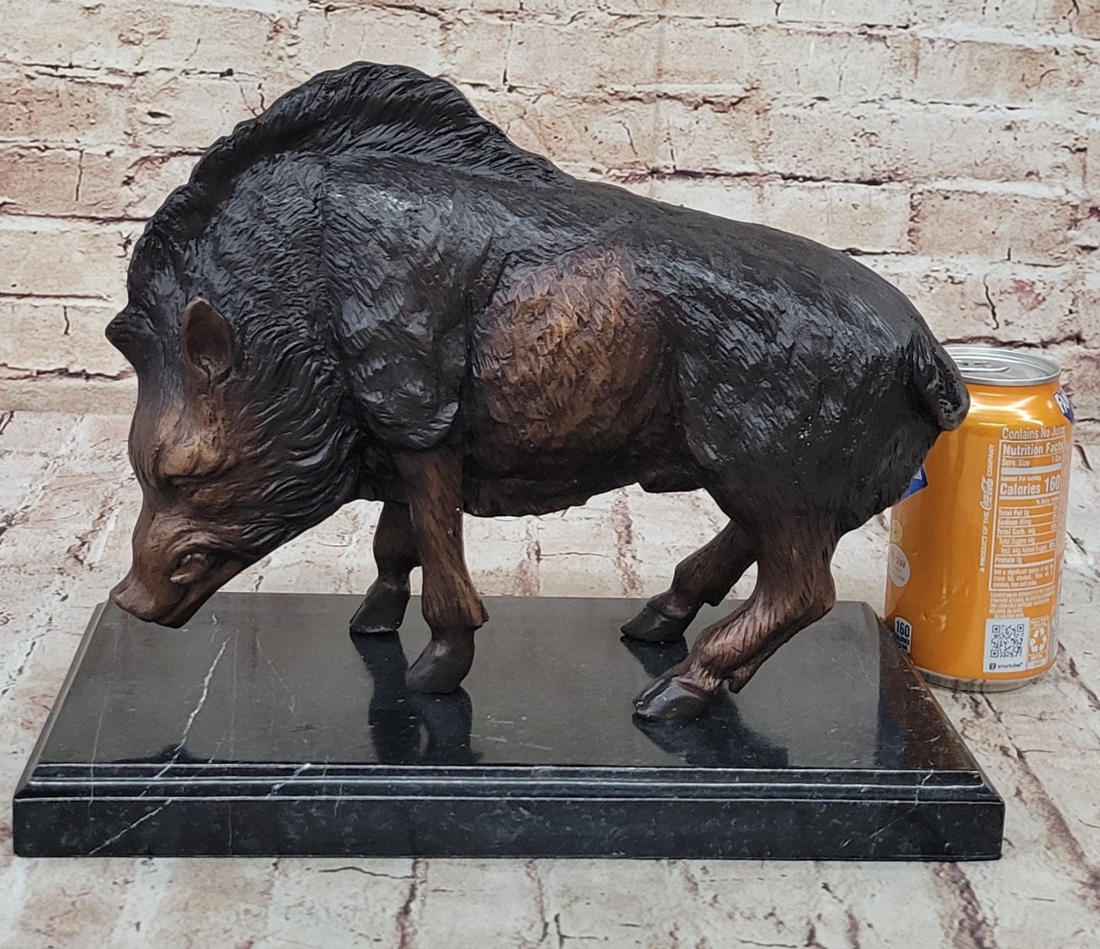 Large Chinese Bronze Folk Home FengShui Rage Boar Wild Pig Statue Figurine Gift