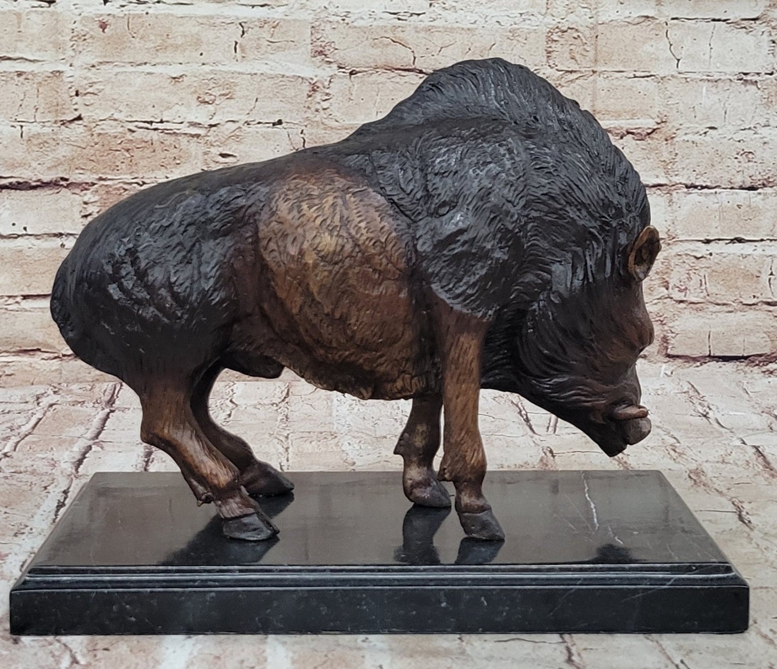 Large Chinese Bronze Folk Home FengShui Rage Boar Wild Pig Statue Figurine Gift