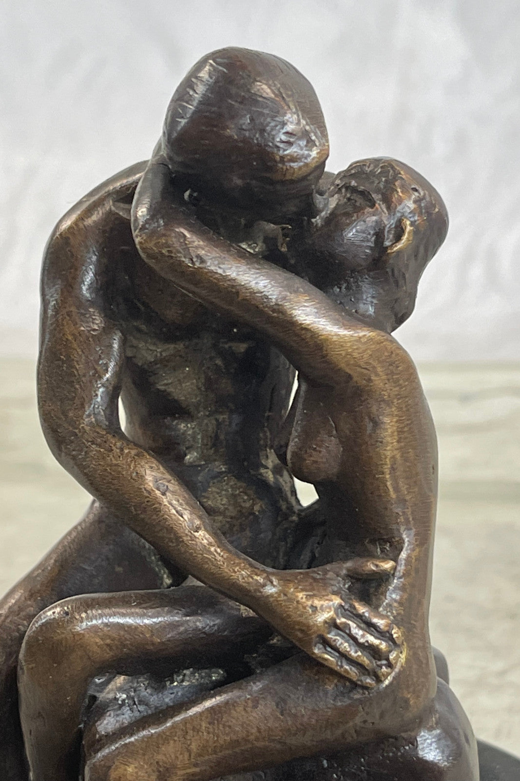 Signed Rodin Kiss Romance Love Lovers Bronze Marble Sculpture Statue Home Decor