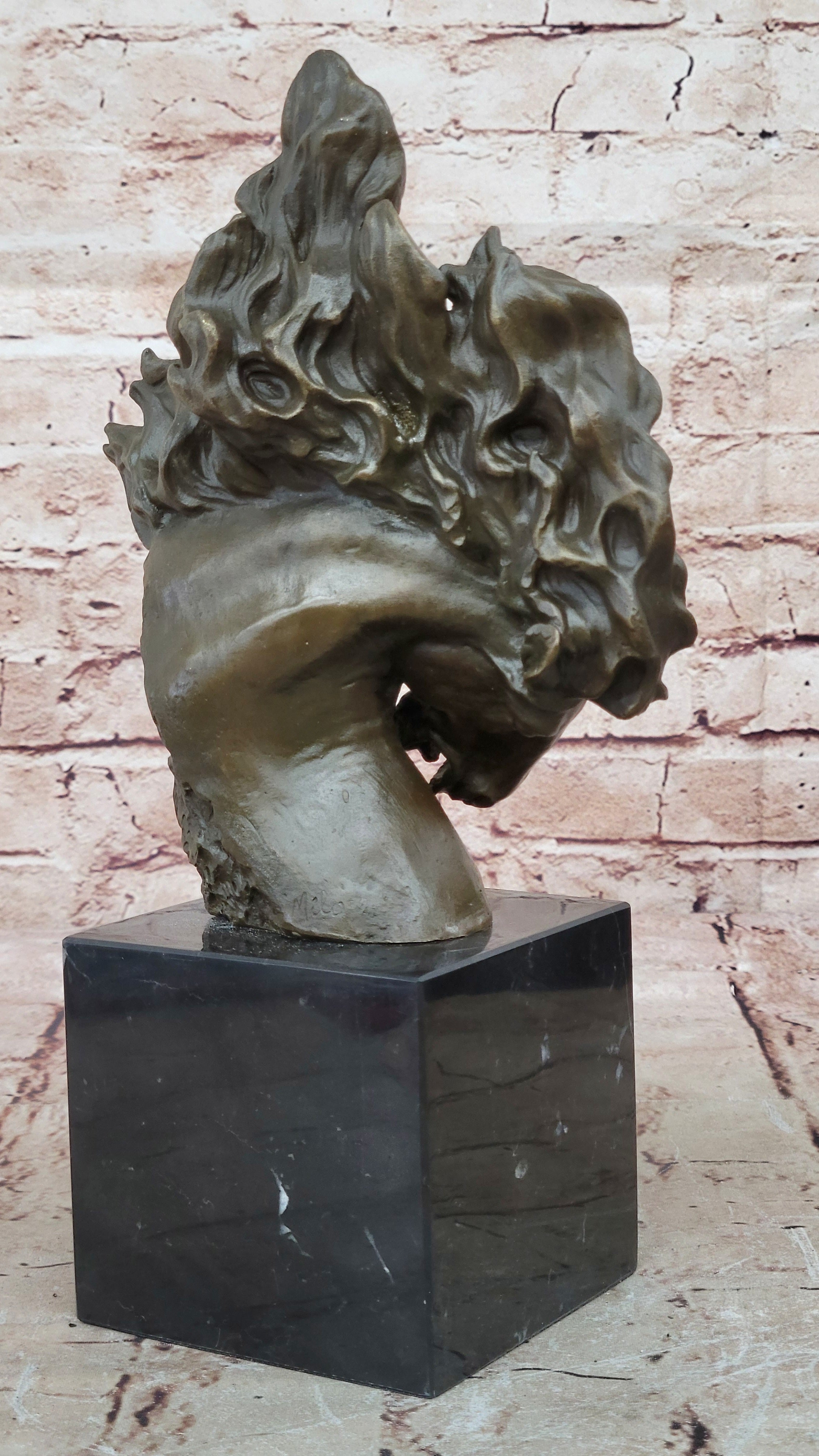 Handcrafted Bronze Horse Statue on Marble Base Art Deco Figurine Signed Milo