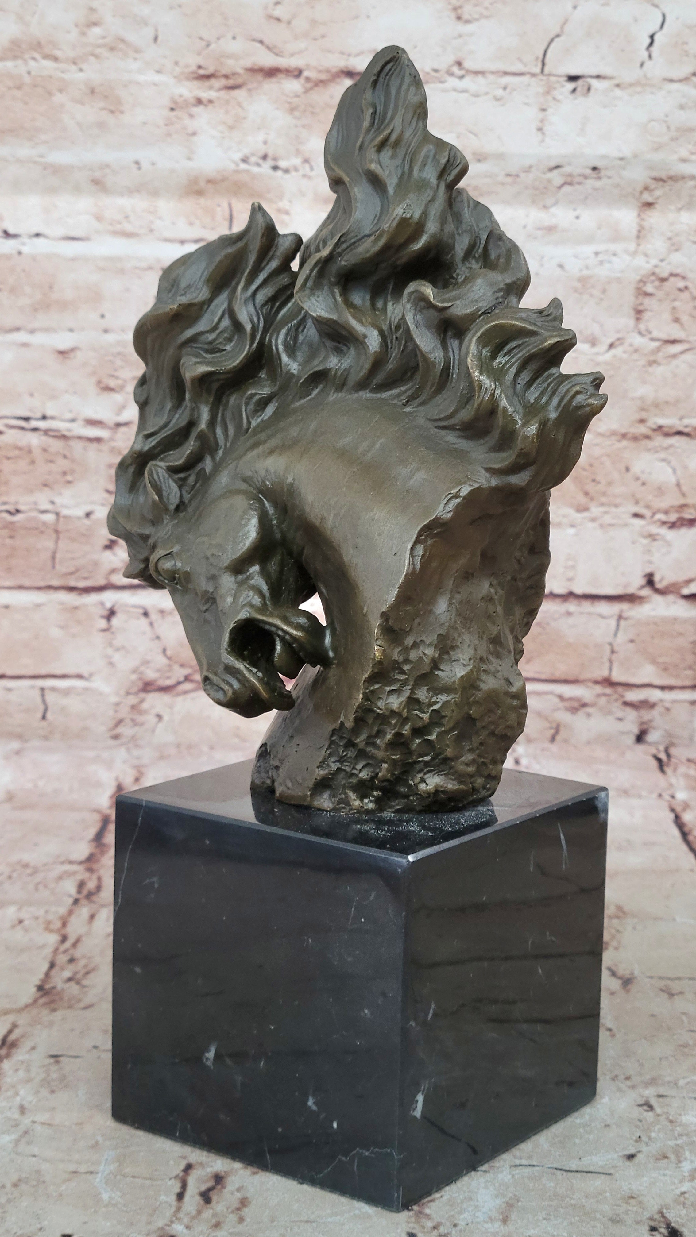 Handcrafted Bronze Horse Statue on Marble Base Art Deco Figurine Signed Milo