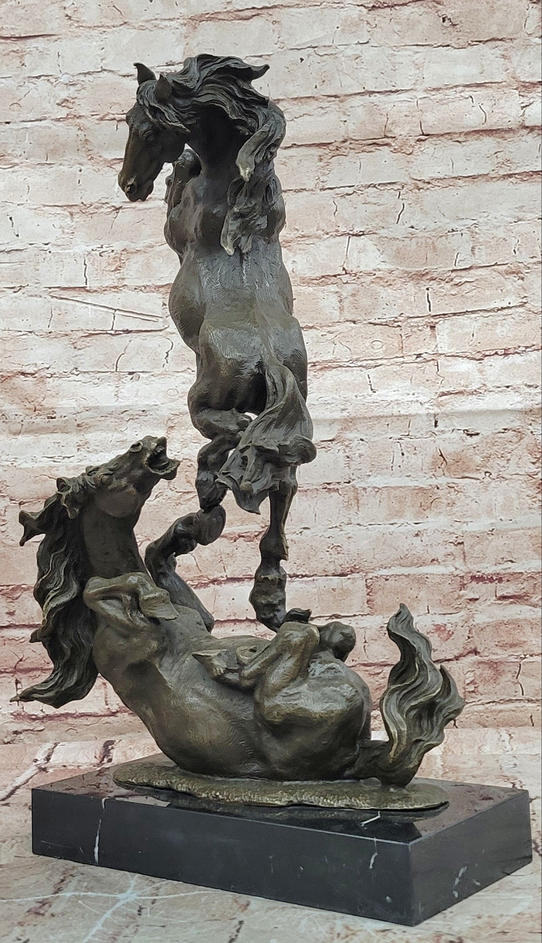 Bronze Dancing Horses Statue by Milo Detailed Animal Artwork Figurine