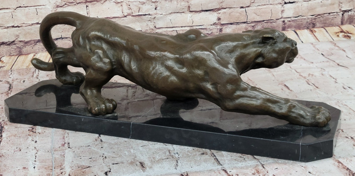 Extra Large Mountain Lion Cougar Puma Bronze Art Deco Sculpture Figurine By Milo