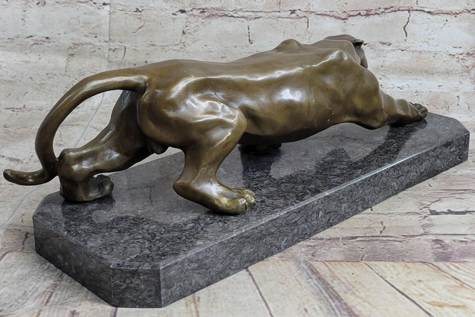 LARGE BRONZE STATUE SCULPTURE LION PANTHER TIGER PUMA COUGAR BIG CAT AFRICAN A