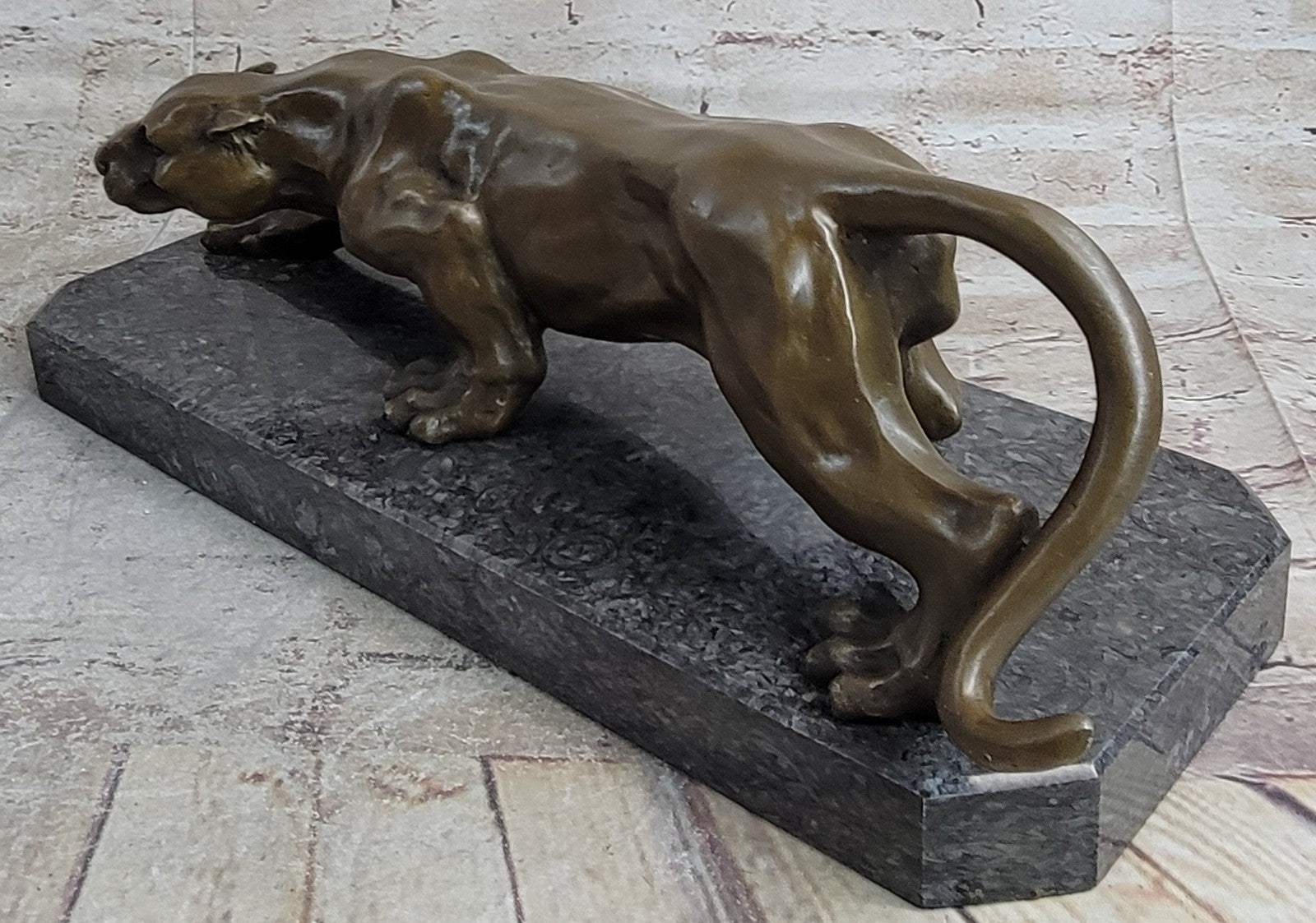 LARGE BRONZE STATUE SCULPTURE LION PANTHER TIGER PUMA COUGAR BIG CAT AFRICAN A