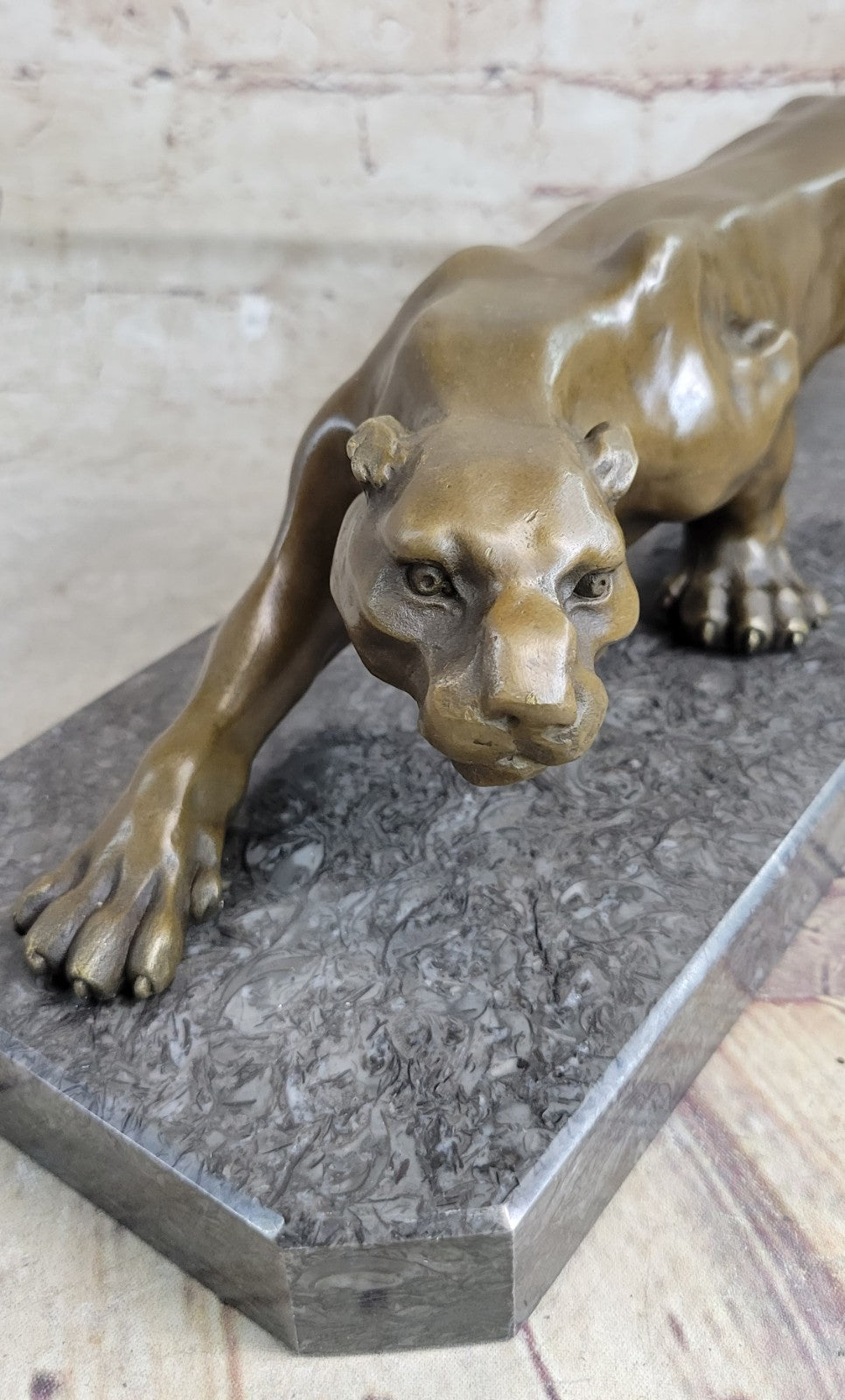 LARGE BRONZE STATUE SCULPTURE LION PANTHER TIGER PUMA COUGAR BIG CAT AFRICAN A