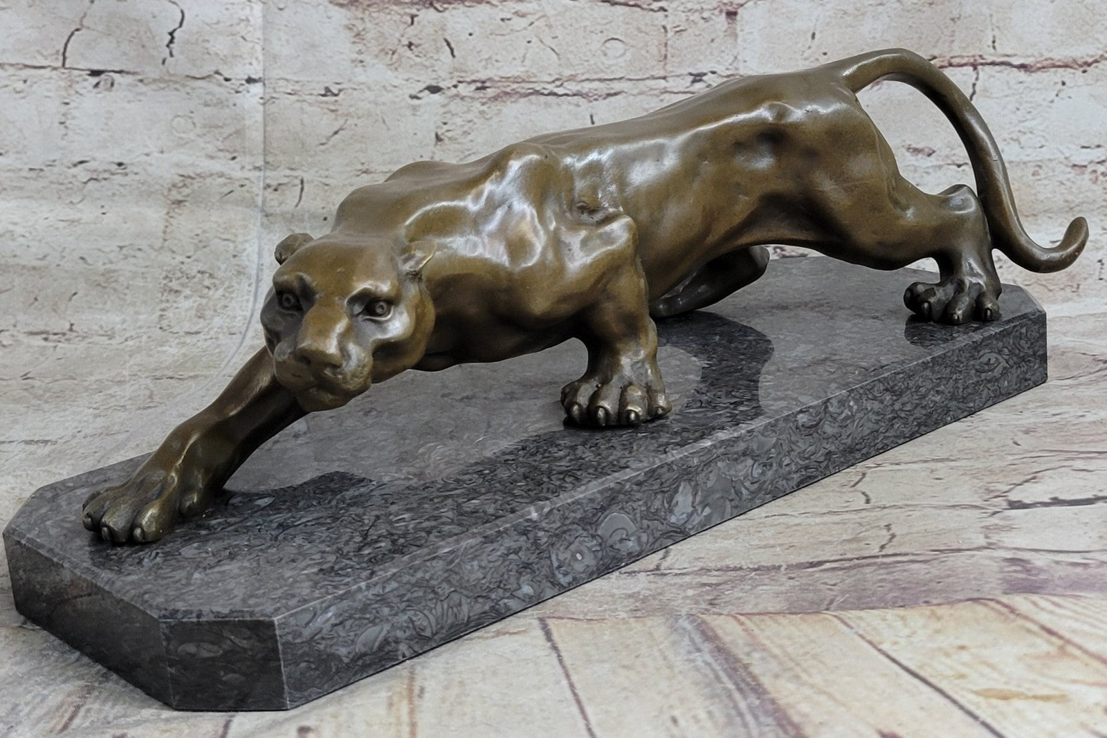 LARGE BRONZE STATUE SCULPTURE LION PANTHER TIGER PUMA COUGAR BIG CAT AFRICAN A
