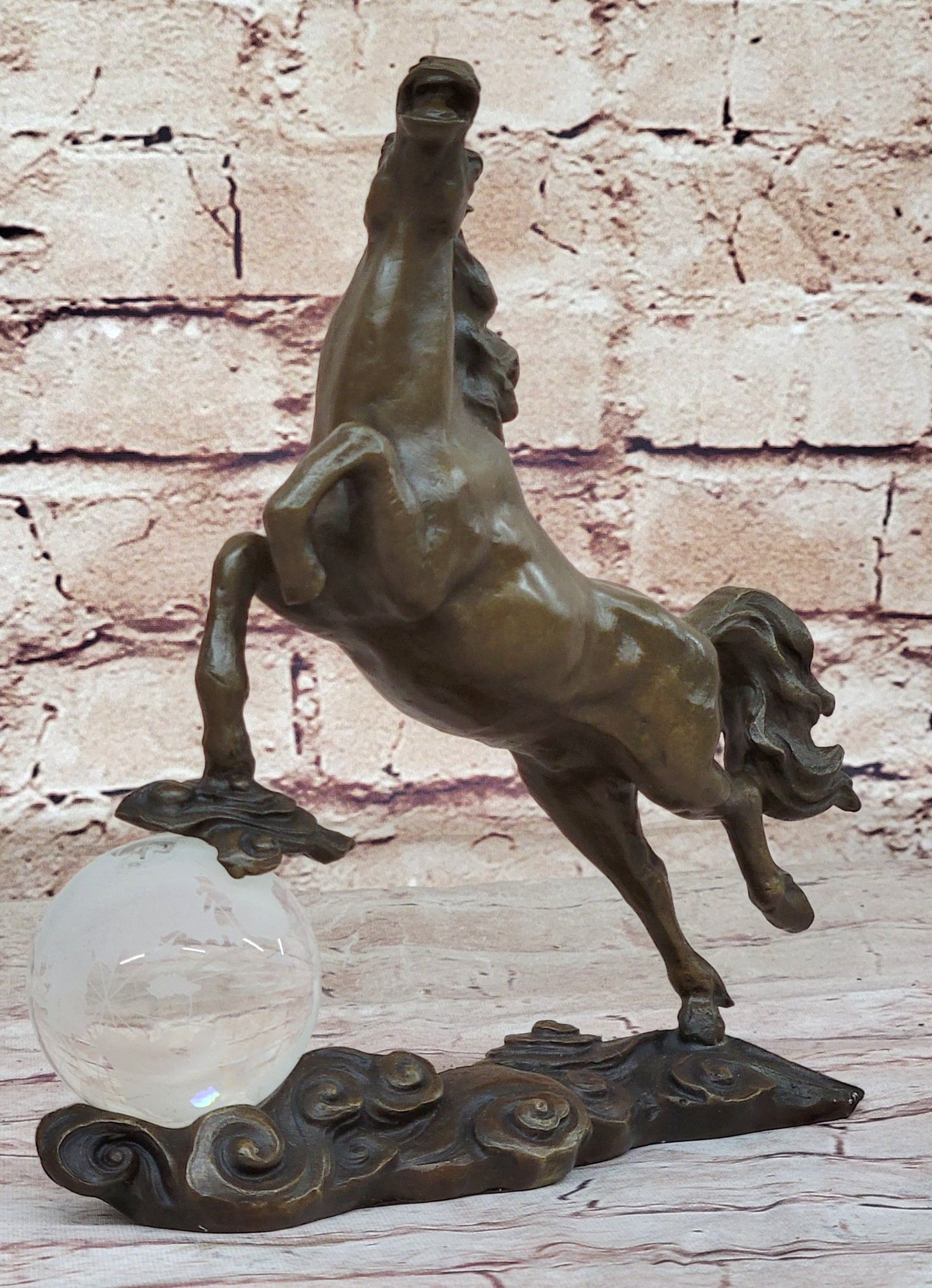 Artistic Rearing Stallion: Milo`s Signature Bronze Statue Lost Wax Method