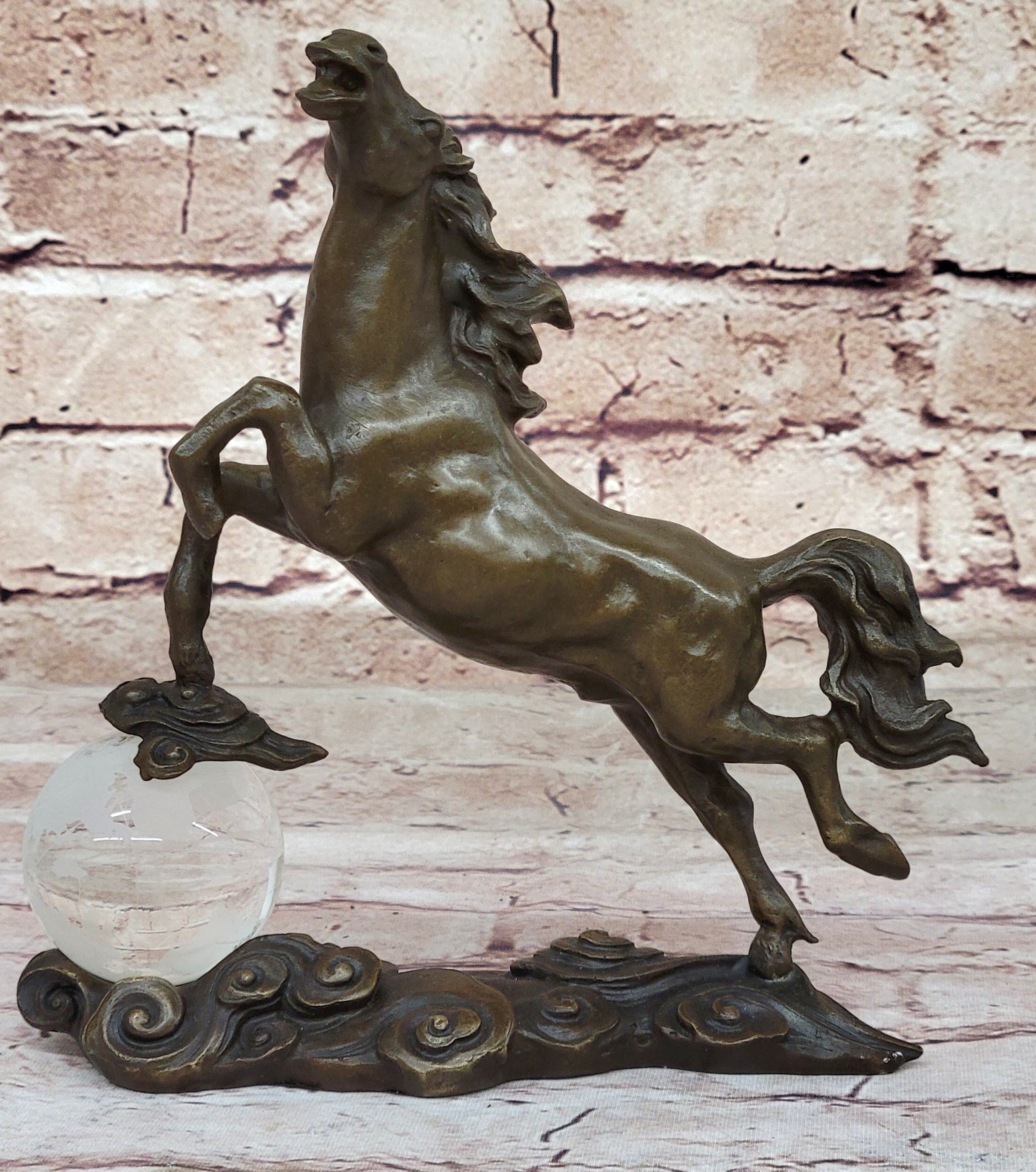 Artistic Rearing Stallion: Milo`s Signature Bronze Statue Lost Wax Method