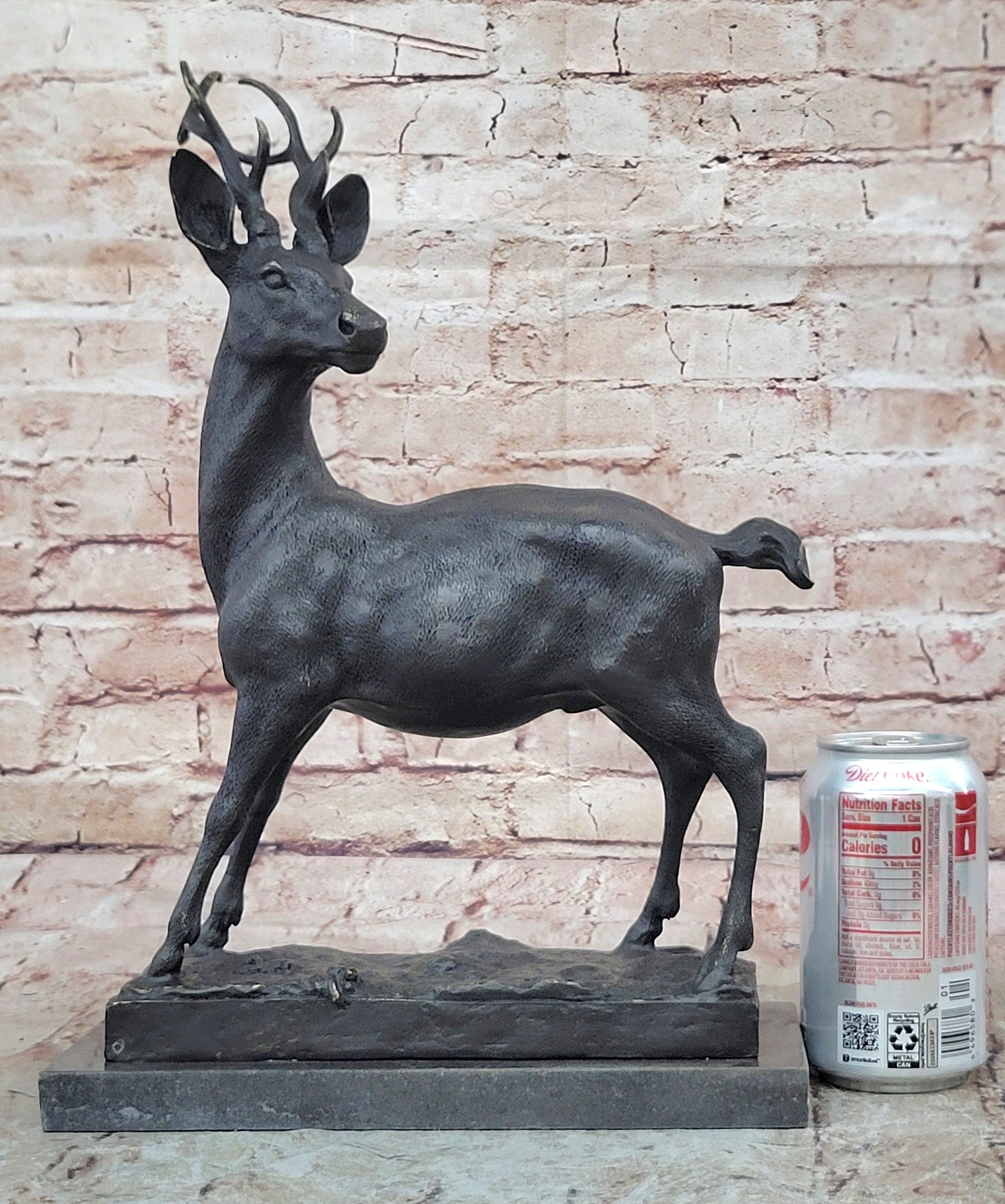 Large Metal Bronze Deer Stag Elk Outdoor Yard Sculpture, Handcrafted Figurine