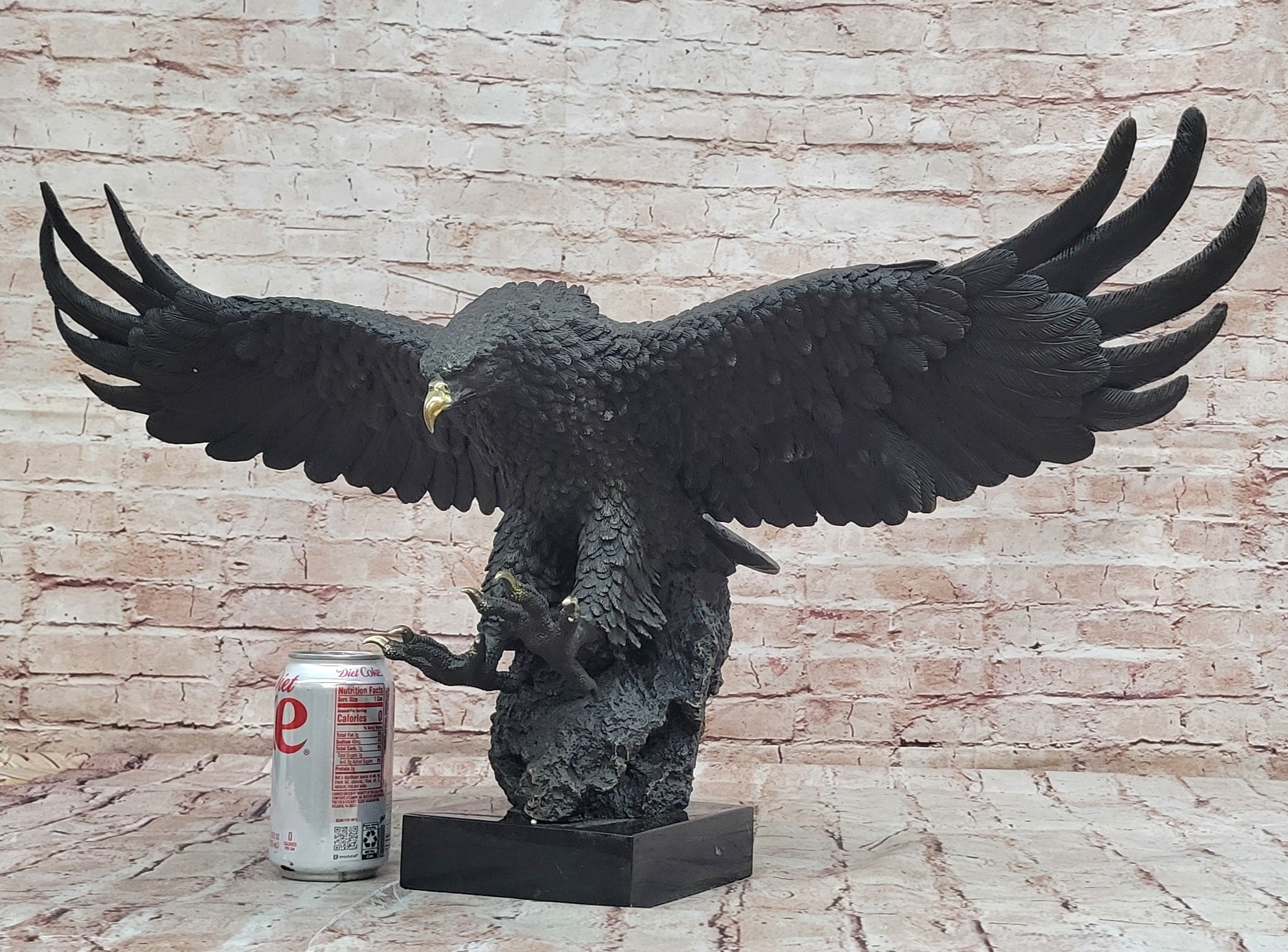 Large Bronze Eagle Sculpture Miguel Lopez Wildlife Bird Figurine Statue