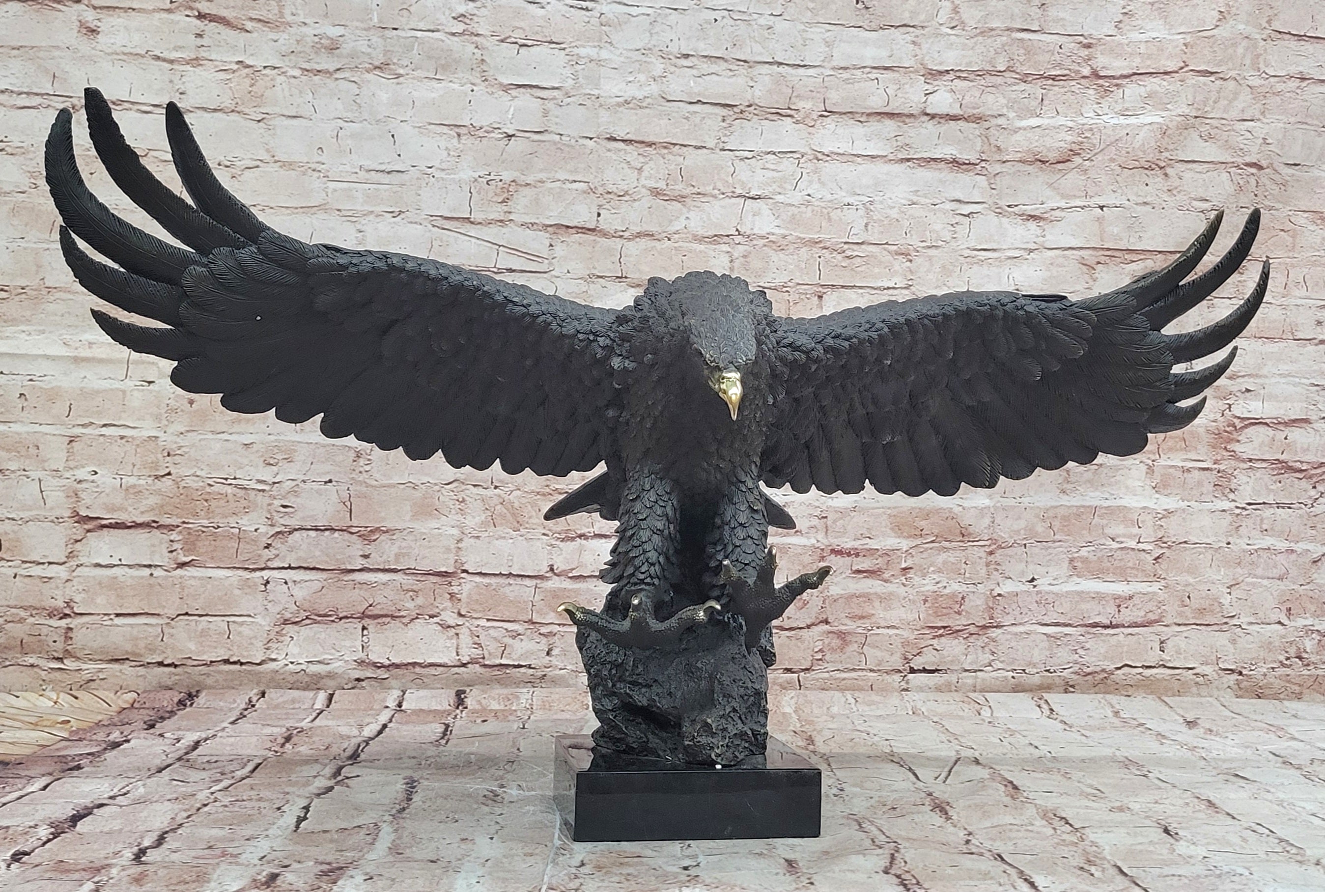 Large Bronze Eagle Sculpture Miguel Lopez Wildlife Bird Figurine Statue