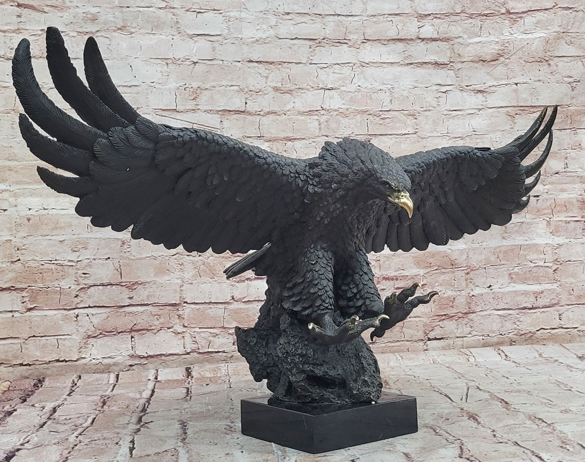 Large Bronze Eagle Sculpture Miguel Lopez Wildlife Bird Figurine Statue