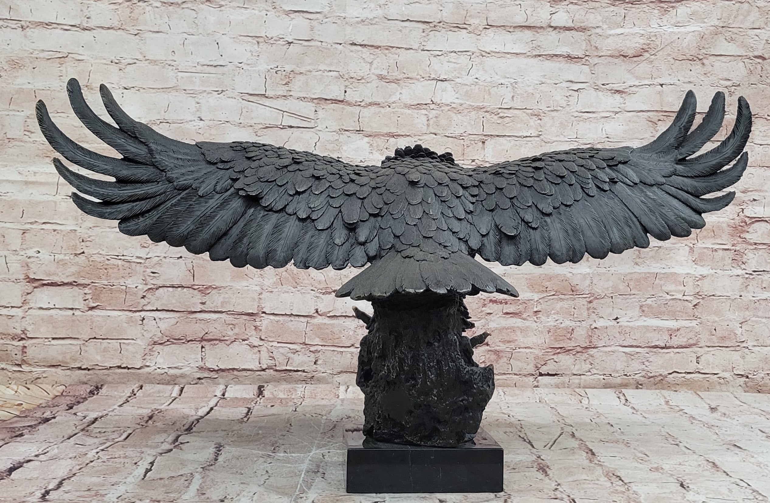 Large Bronze Eagle Sculpture Miguel Lopez Wildlife Bird Figurine Statue