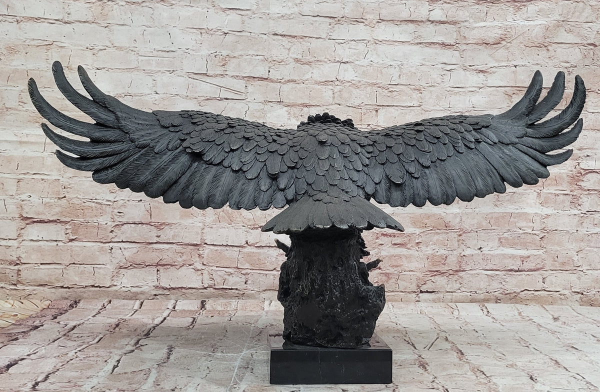 Large Bronze Eagle Sculpture Miguel Lopez Wildlife Bird Figurine Statue