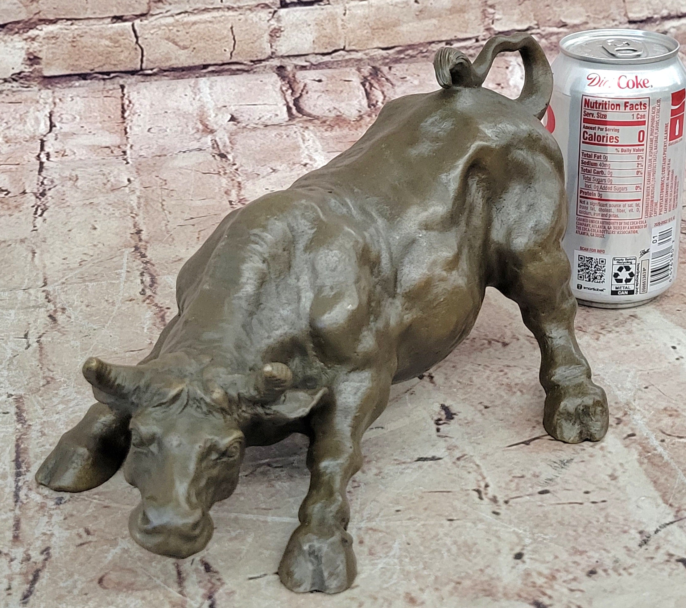 Art Deco Original Stock Market Bull Bronze Sculpture Wall Street Figurine Figure
