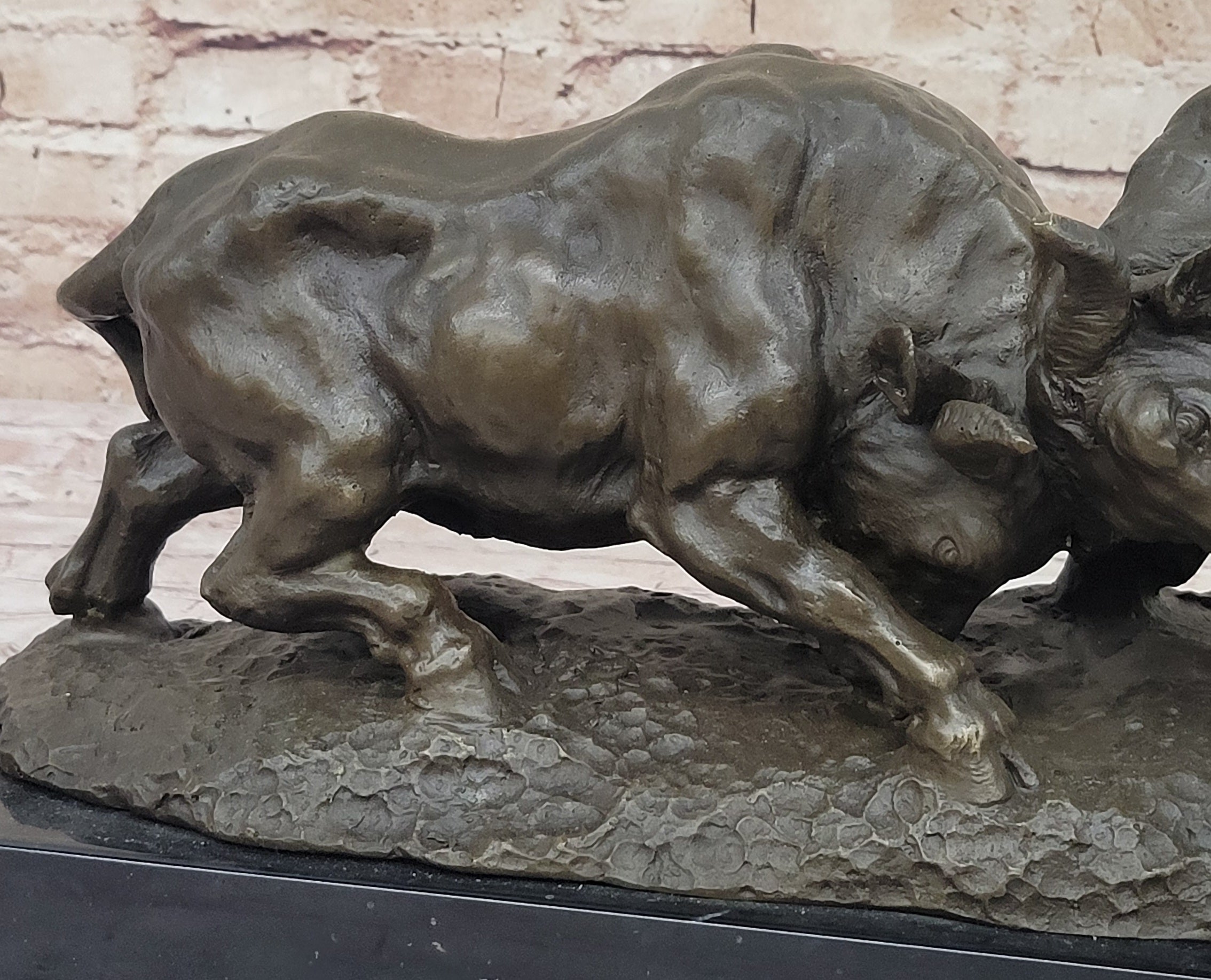 Genuine Solid Heavy Bronze Figurine by Milo: Toro Duo Hand Made Art