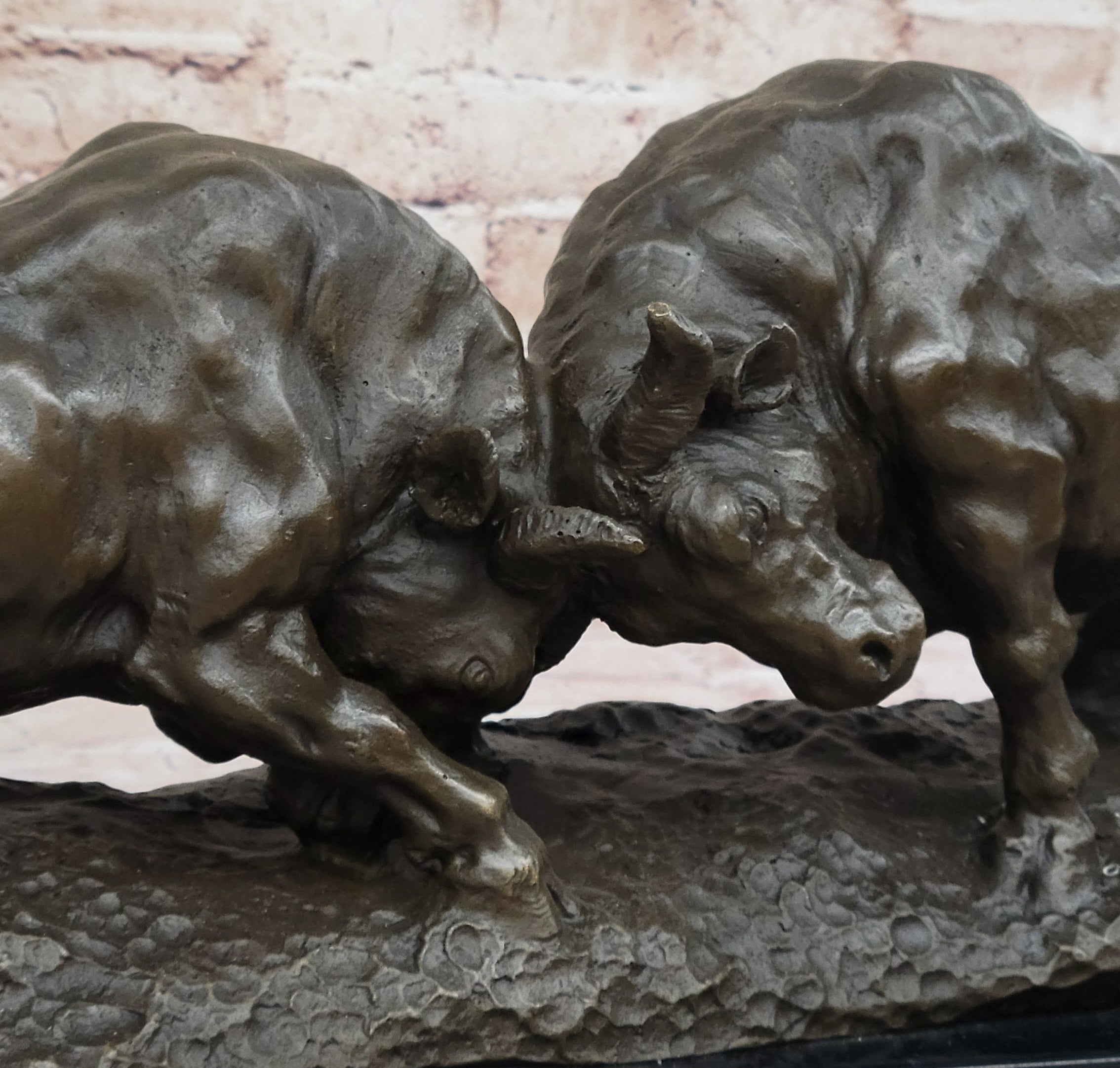 Genuine Solid Heavy Bronze Figurine by Milo: Toro Duo Hand Made Art