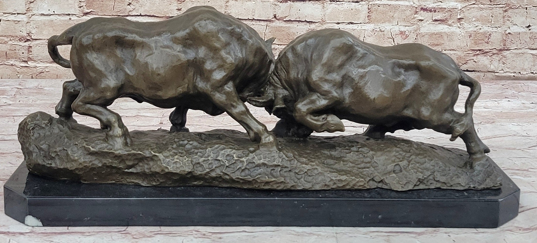 Genuine Solid Heavy Bronze Figurine by Milo: Toro Duo Hand Made Art