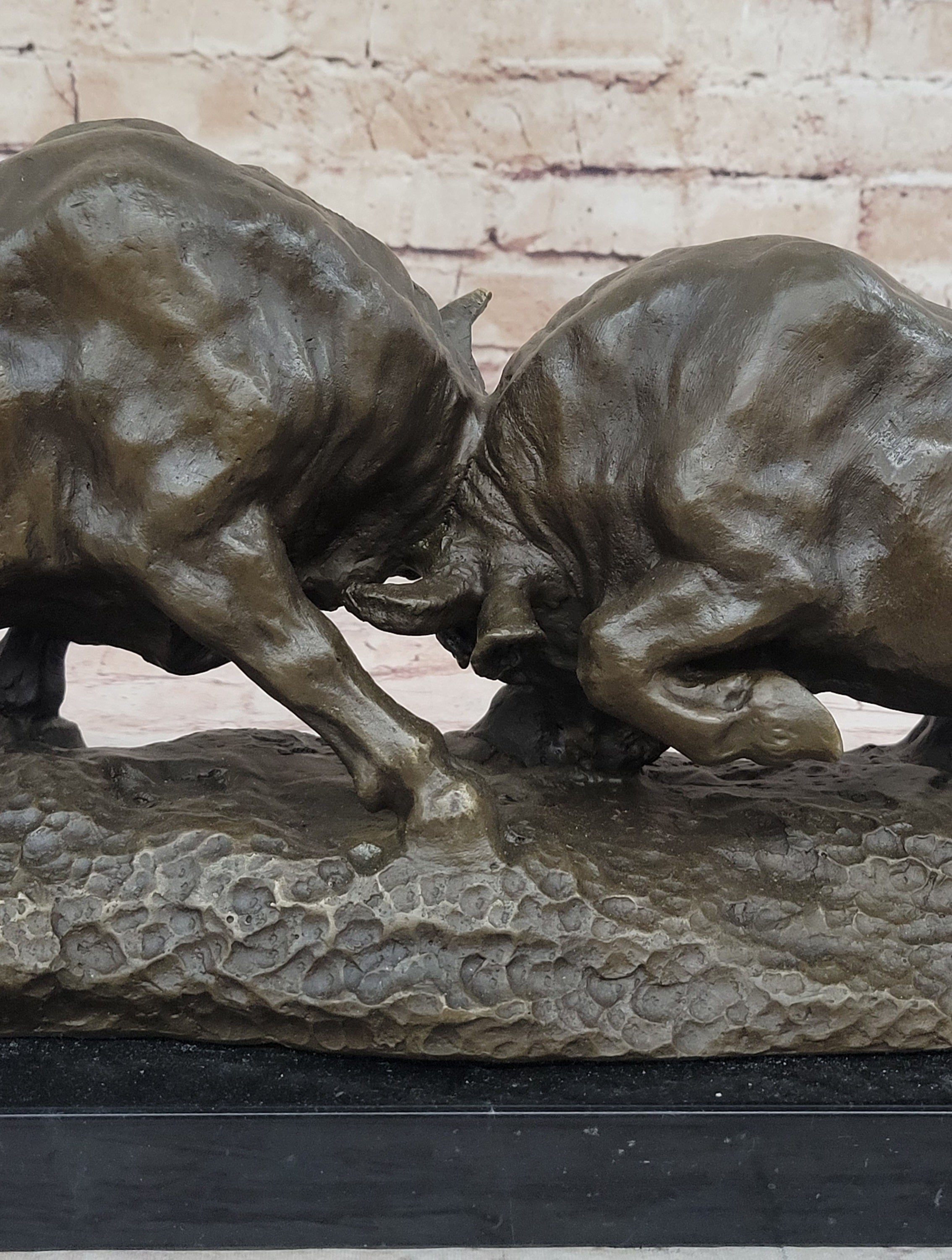 Genuine Solid Heavy Bronze Figurine by Milo: Toro Duo Hand Made Art