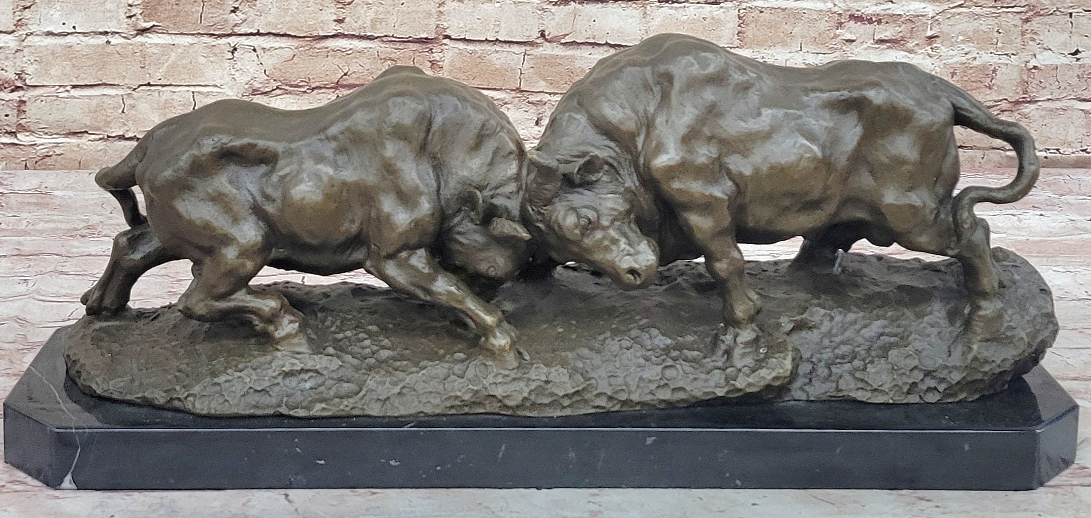 Genuine Solid Heavy Bronze Figurine by Milo: Toro Duo Hand Made Art