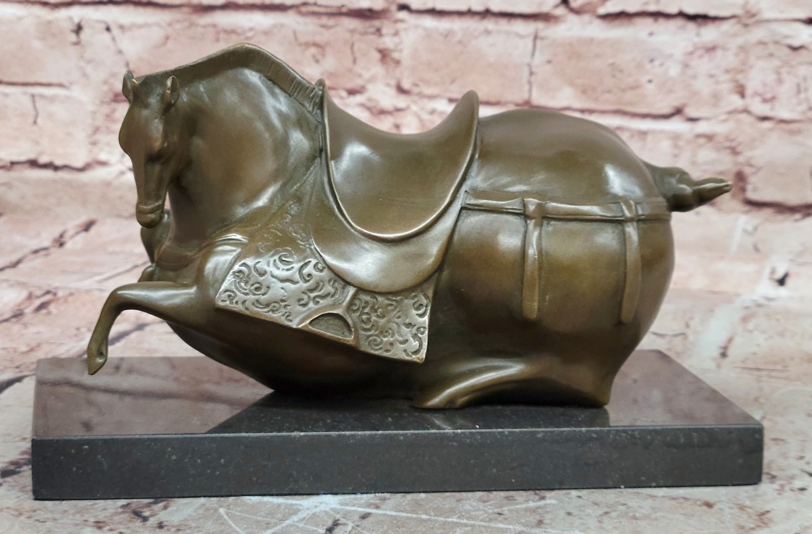 Chinese Zodiac Tang Horse Bronze Statue Signed Milo Handmade Collectible