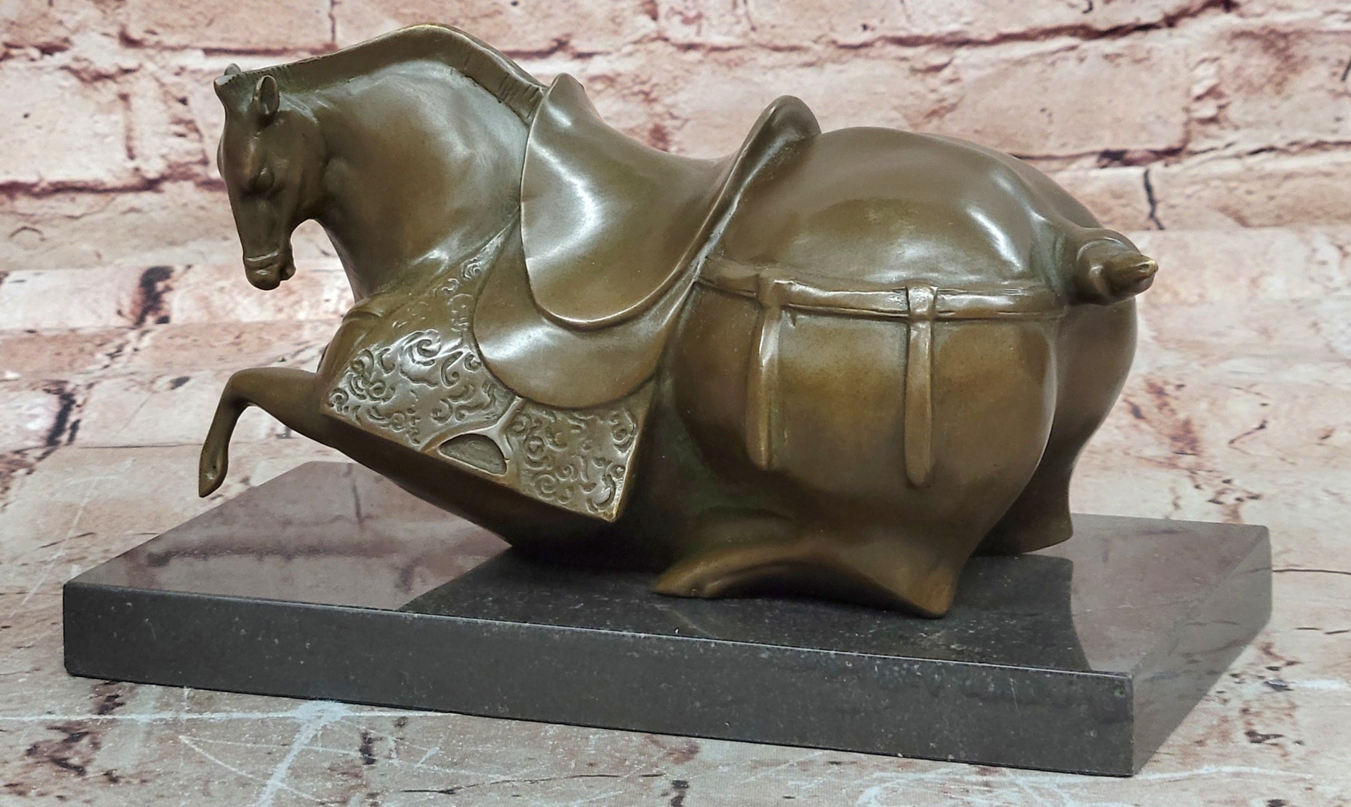 Chinese Zodiac Tang Horse Bronze Statue Signed Milo Handmade Collectible