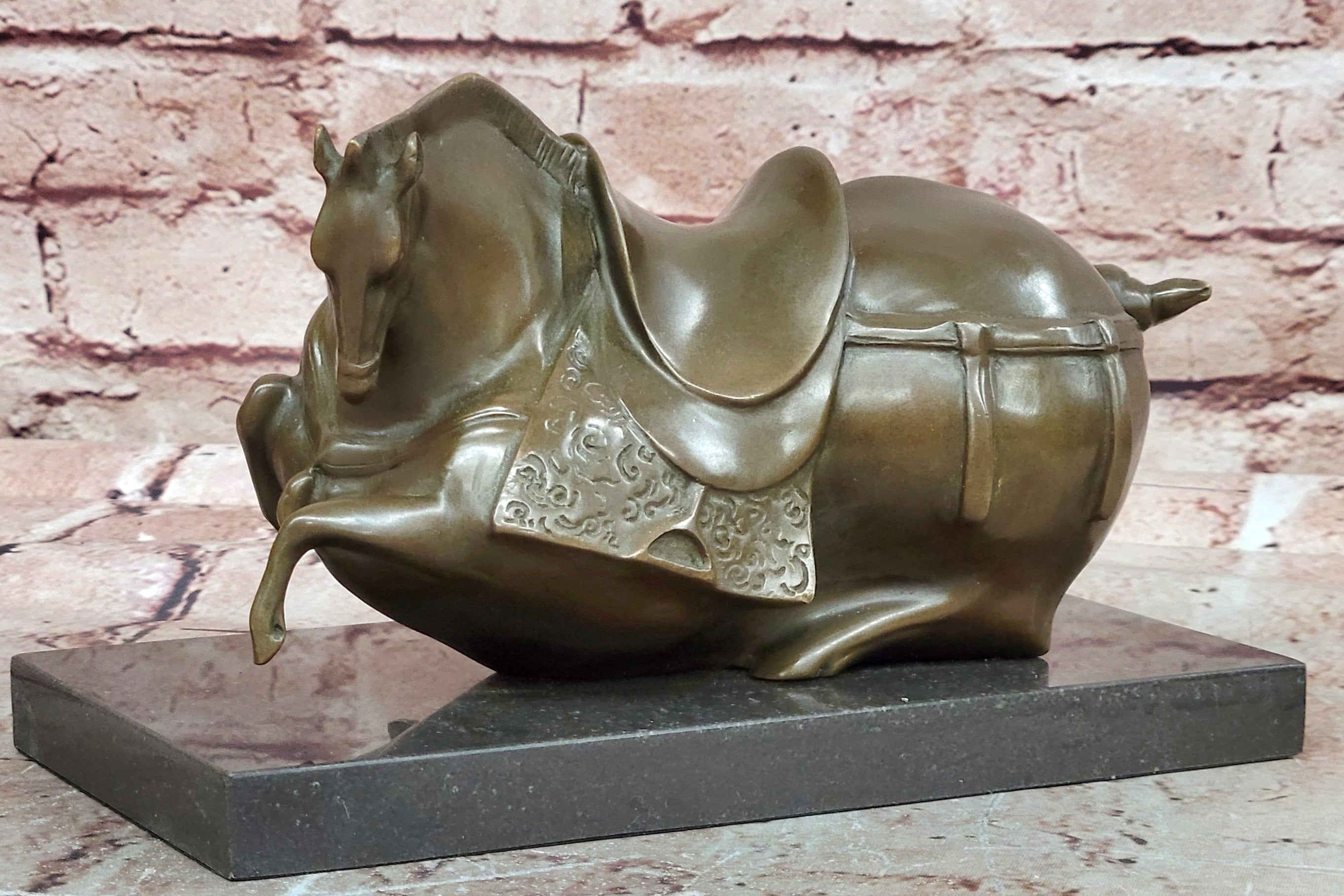 Chinese Zodiac Tang Horse Bronze Statue Signed Milo Handmade Collectible