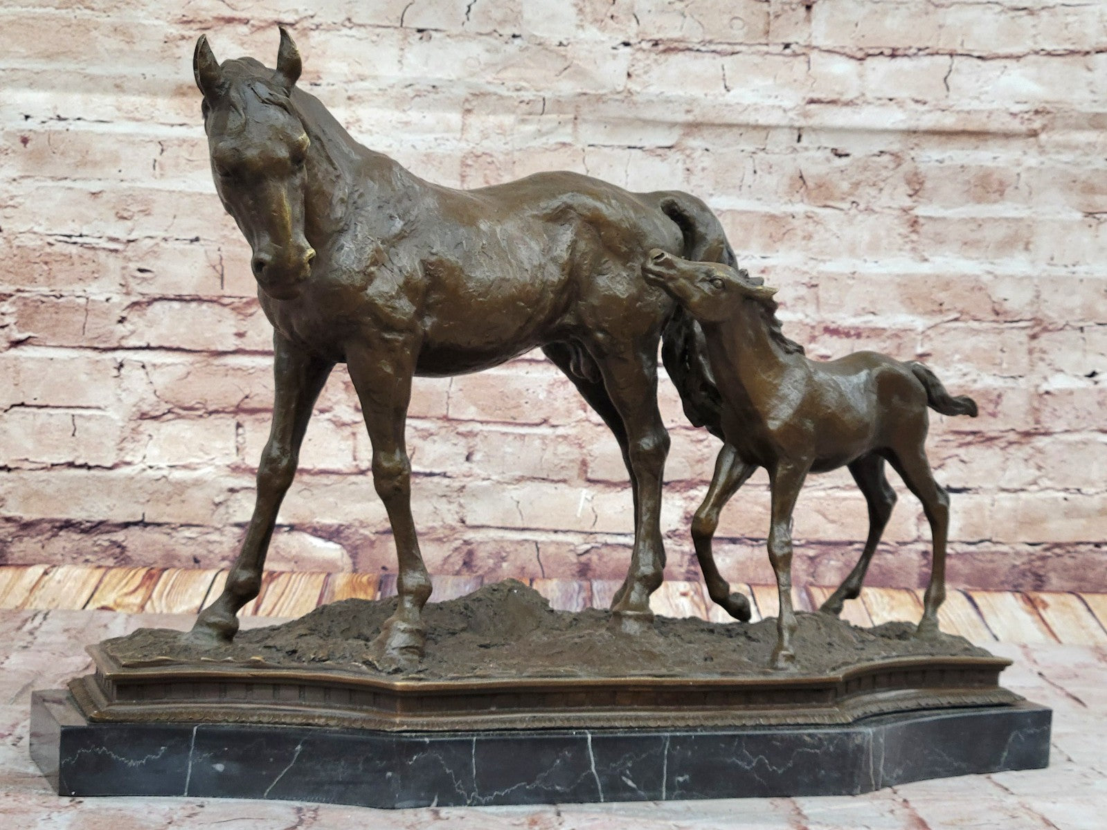Very Heavy Bronze " Mare With Rearing Colt" By. French sculptor MILO Sculpture