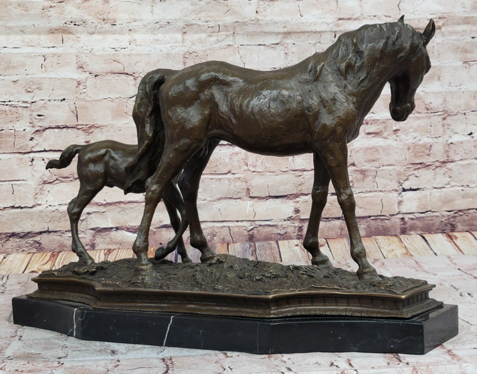 Very Heavy Bronze " Mare With Rearing Colt" By. French sculptor MILO Sculpture