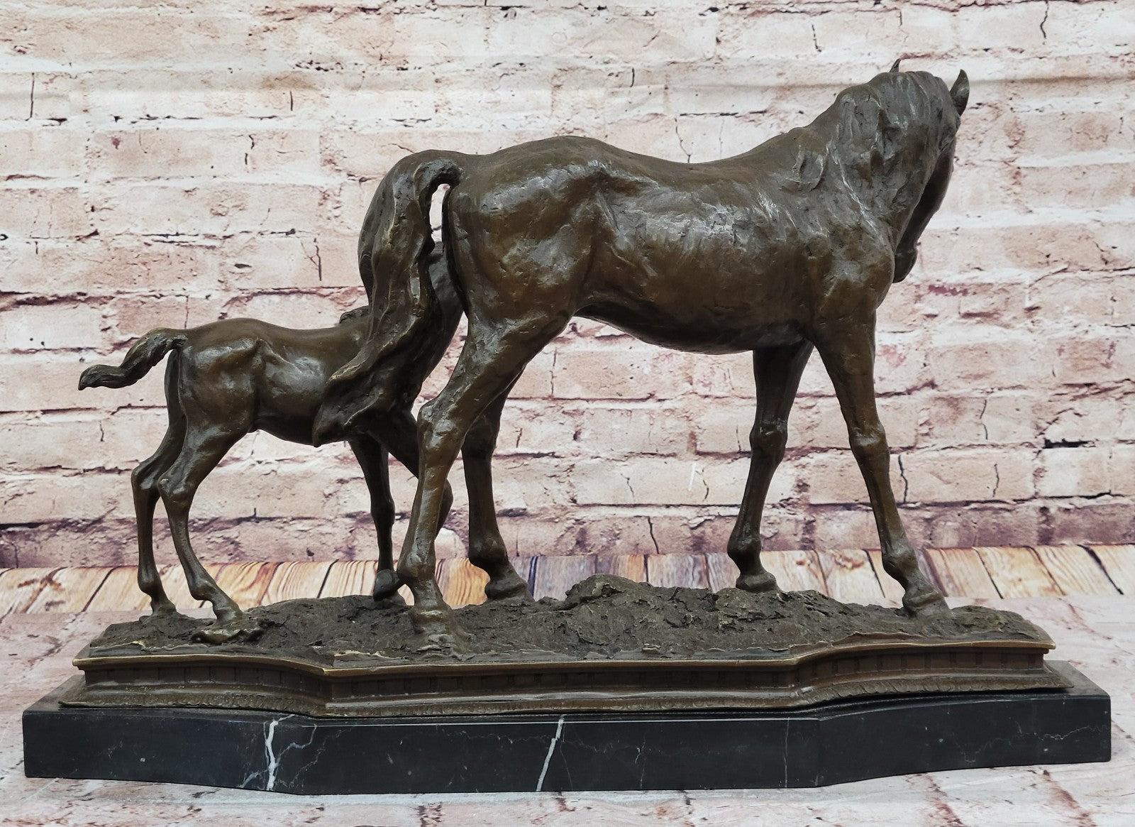 Very Heavy Bronze " Mare With Rearing Colt" By. French sculptor MILO Sculpture