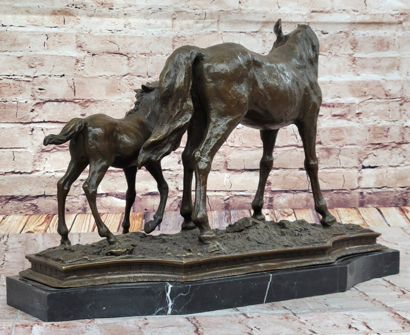Very Heavy Bronze " Mare With Rearing Colt" By. French sculptor MILO Sculpture